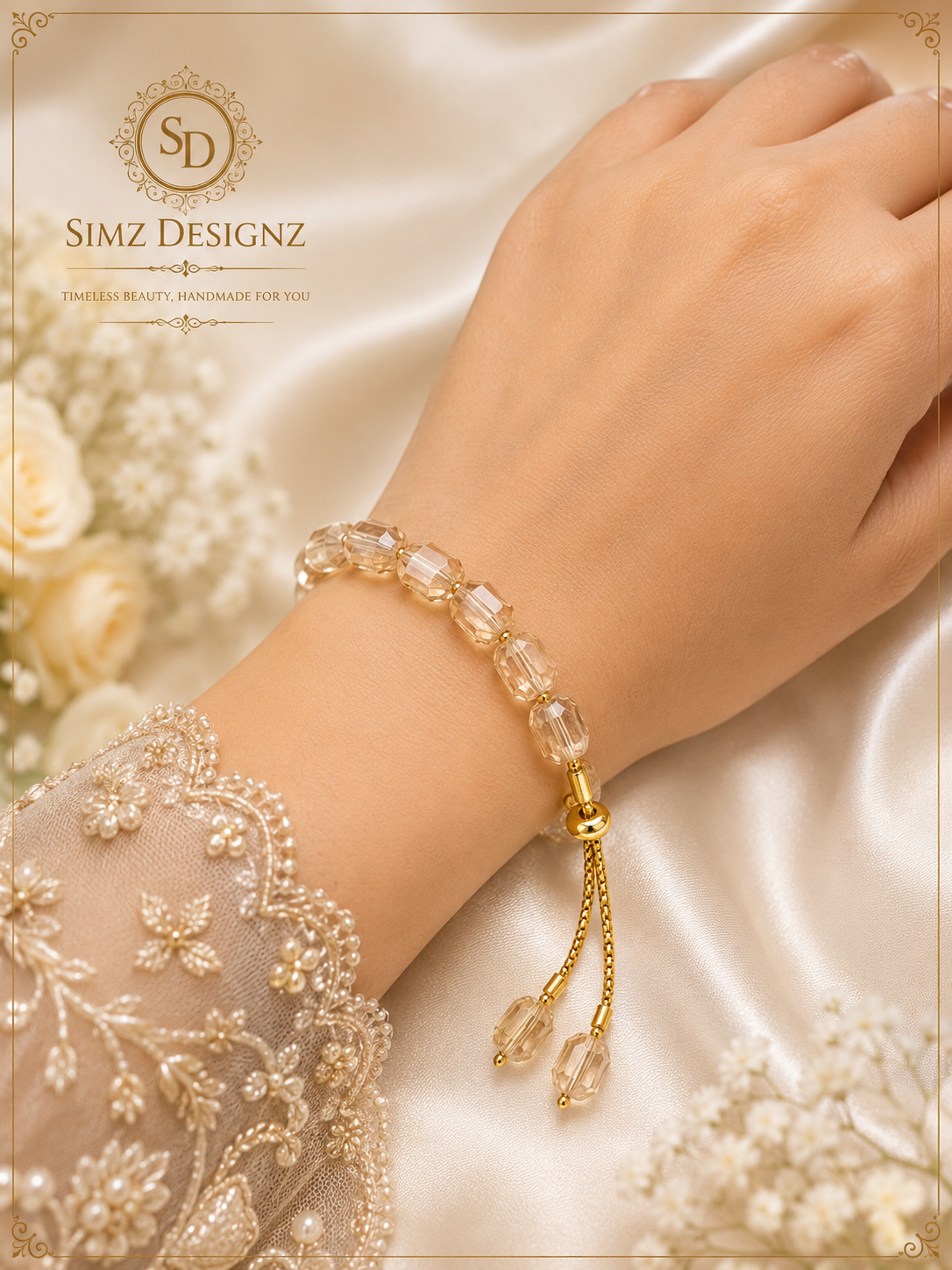 Crystal Pearl Bhabi Bracelet Rakhi