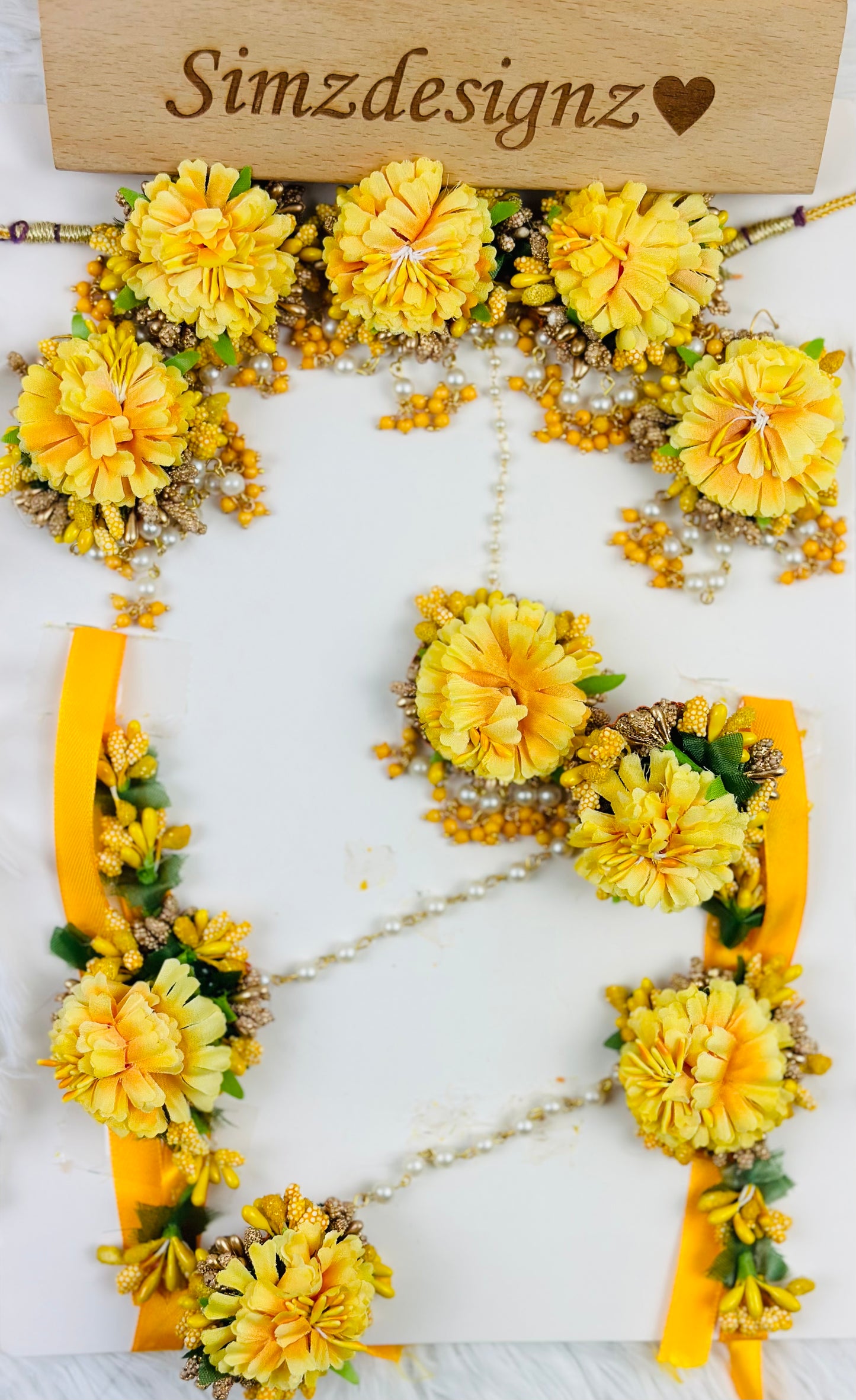Mehndi | Haldi| Mayun | Floral Jewellery Set | Simzdesignz | Bridal Accessories |