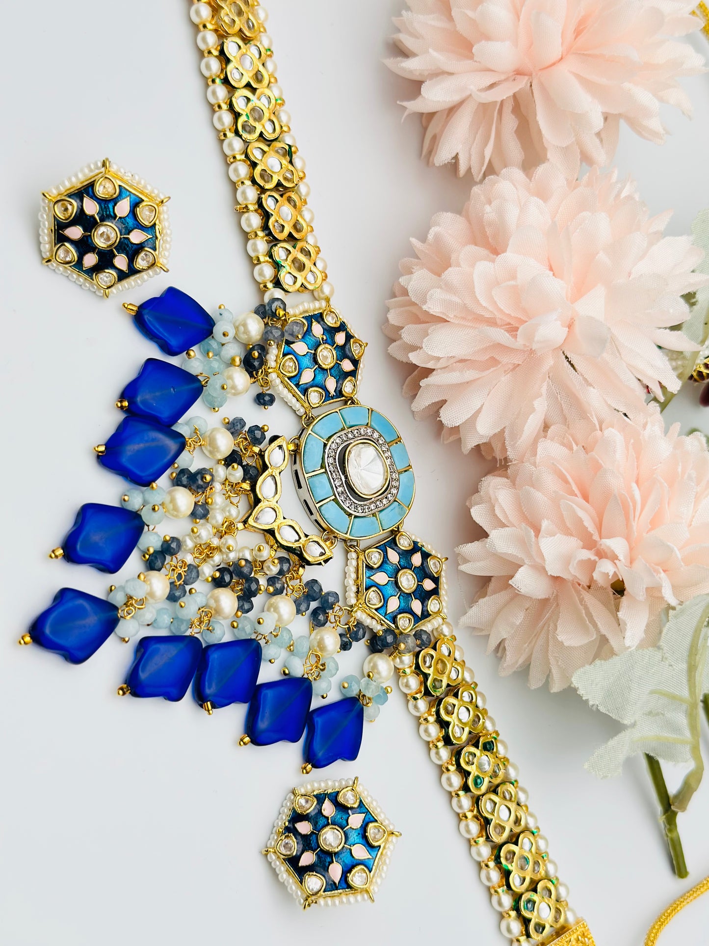 Lightweight Statement Meenakari Kundan Necklace Set | High Quality | Simzdesignz |