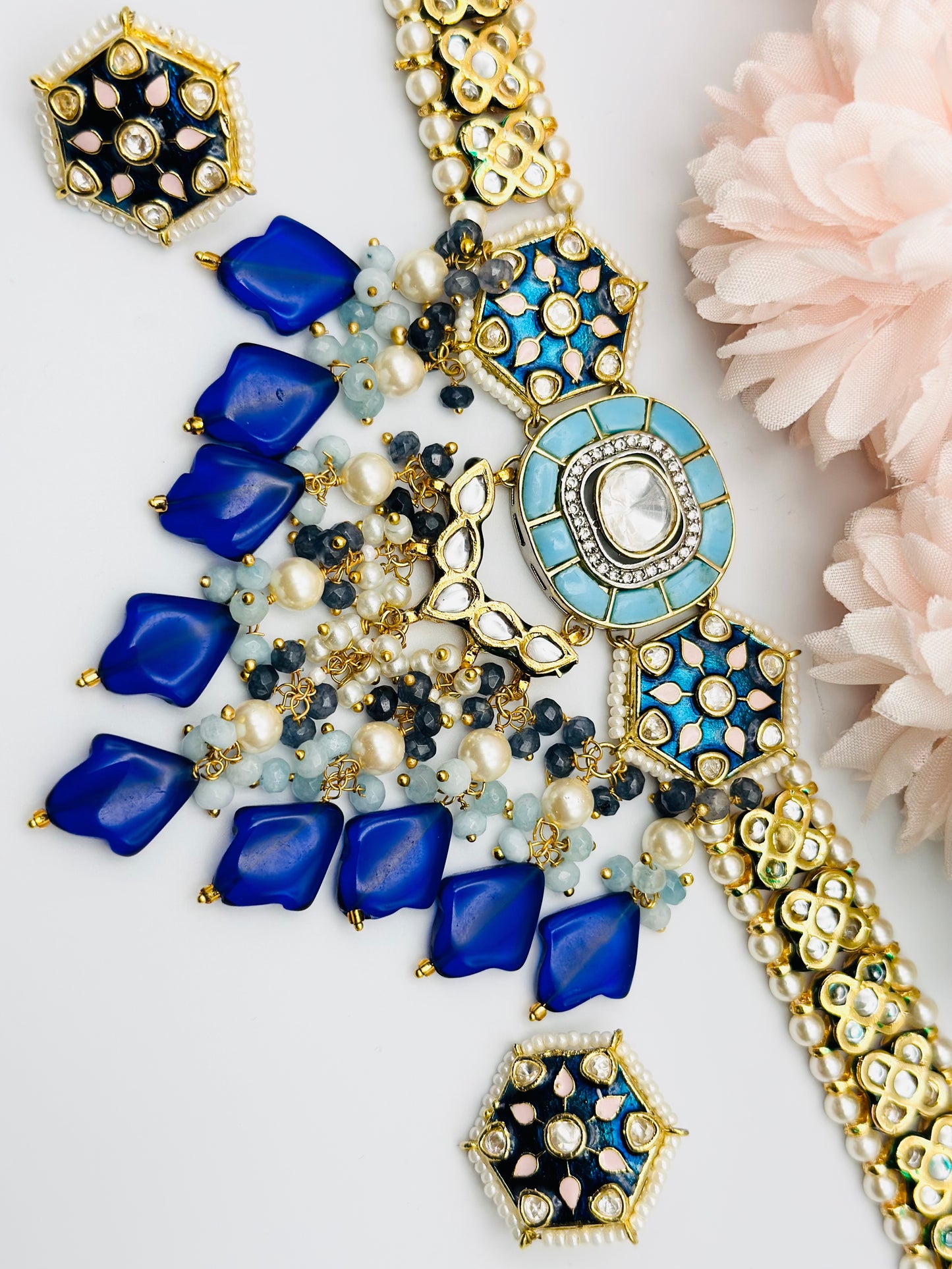 Lightweight Statement Meenakari Kundan Necklace Set | High Quality | Simzdesignz |