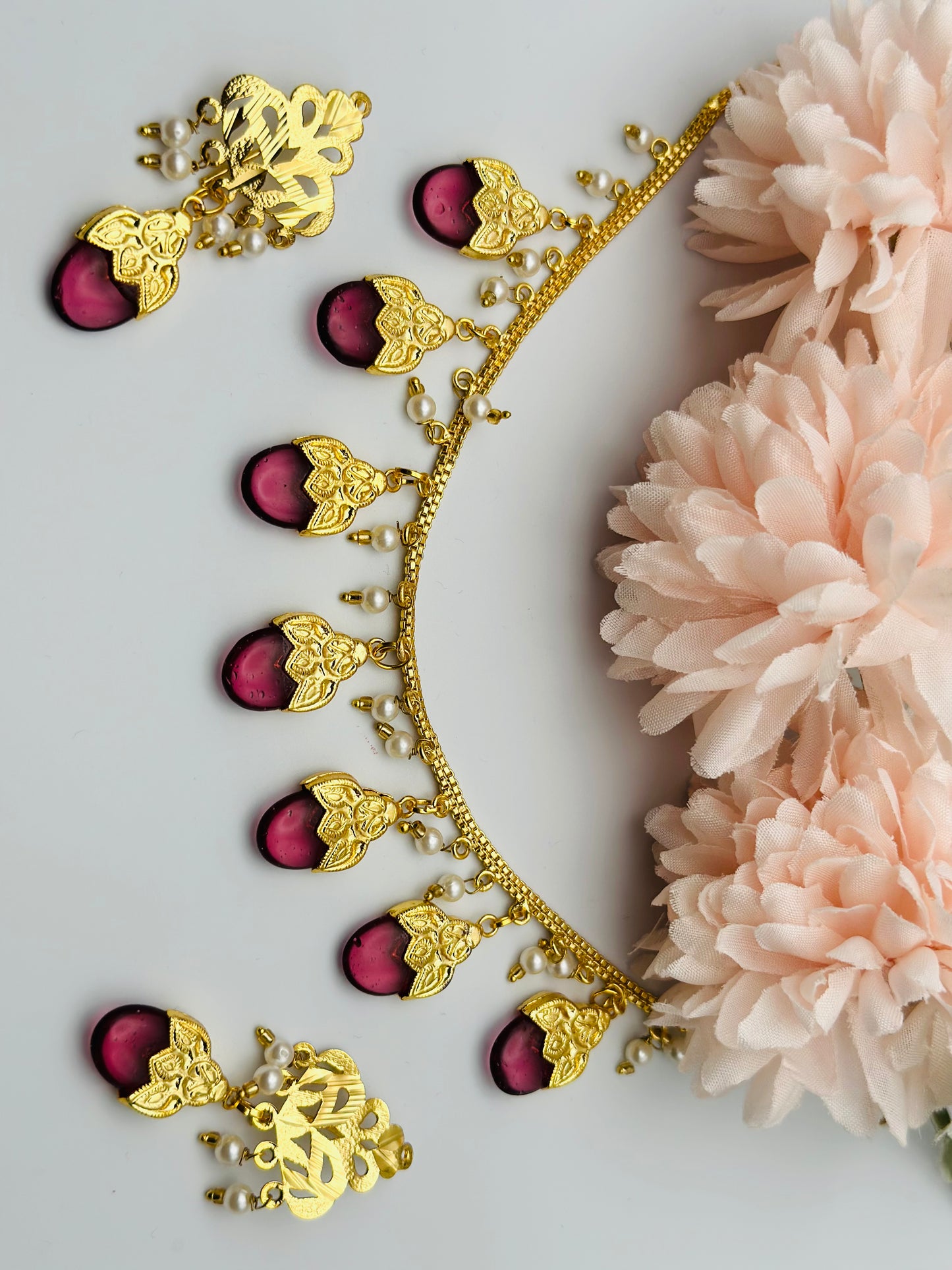 Dabka Choker Necklace Set | Traditional Punjabi Choker Tikka Set| Jadau | Simzdesignz
