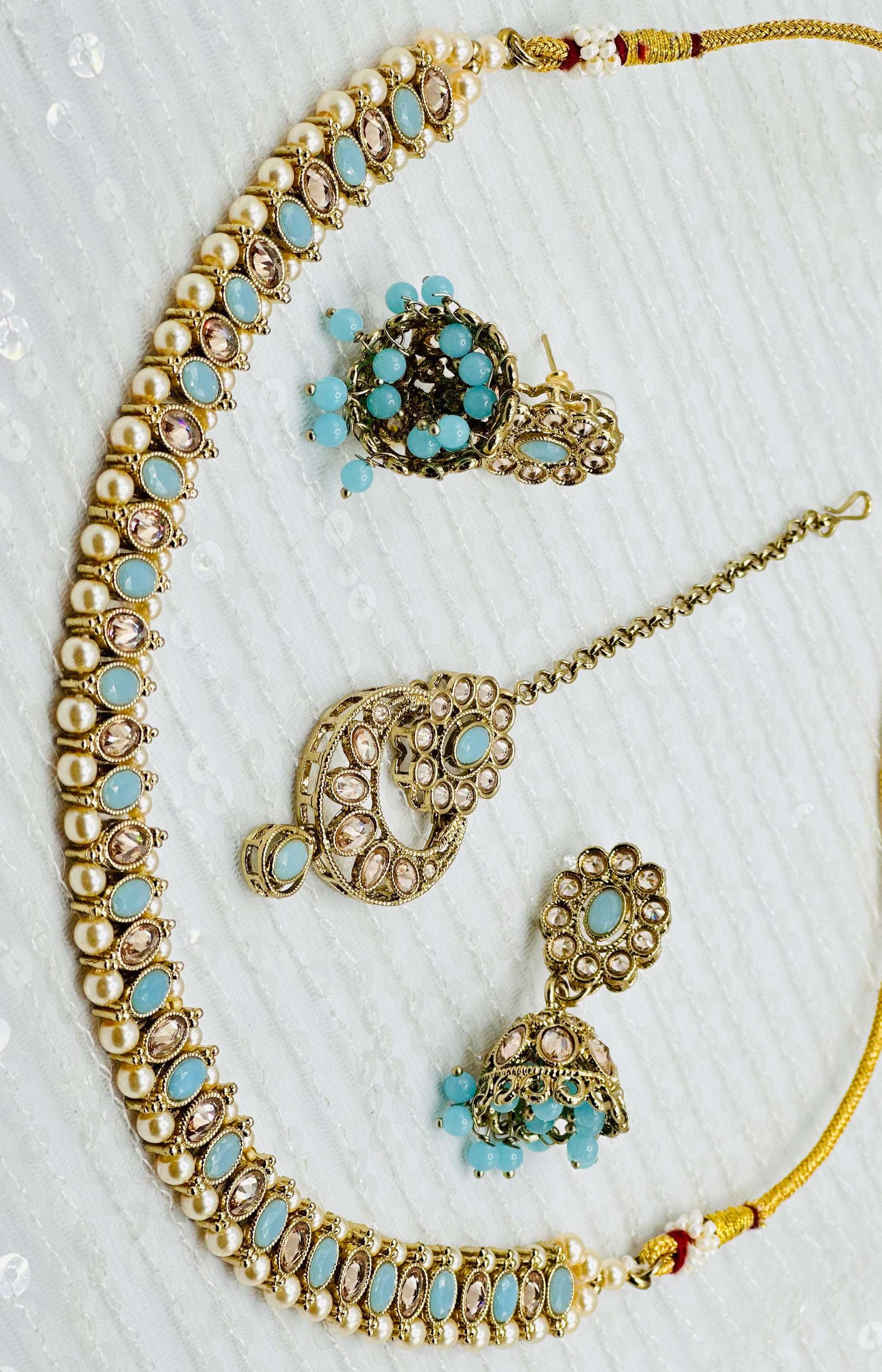 Elegant Single-Line Polki Necklace With Jhumki Tikka | Simzdesignzz |