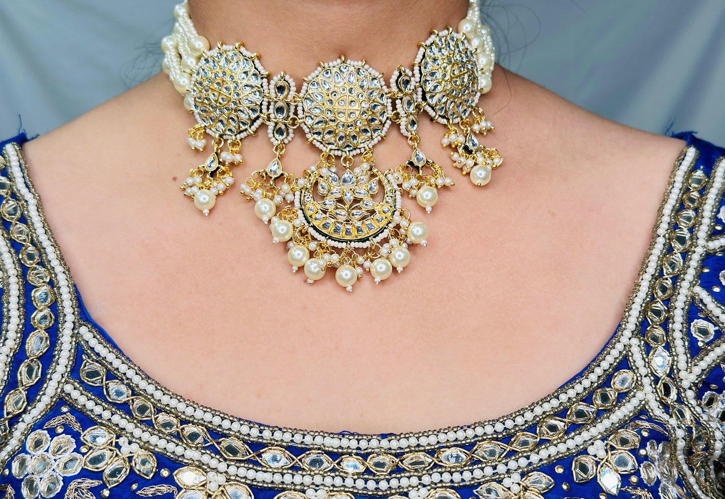 White Pearl Kundan Necklace Set | Simzdesignzz |
