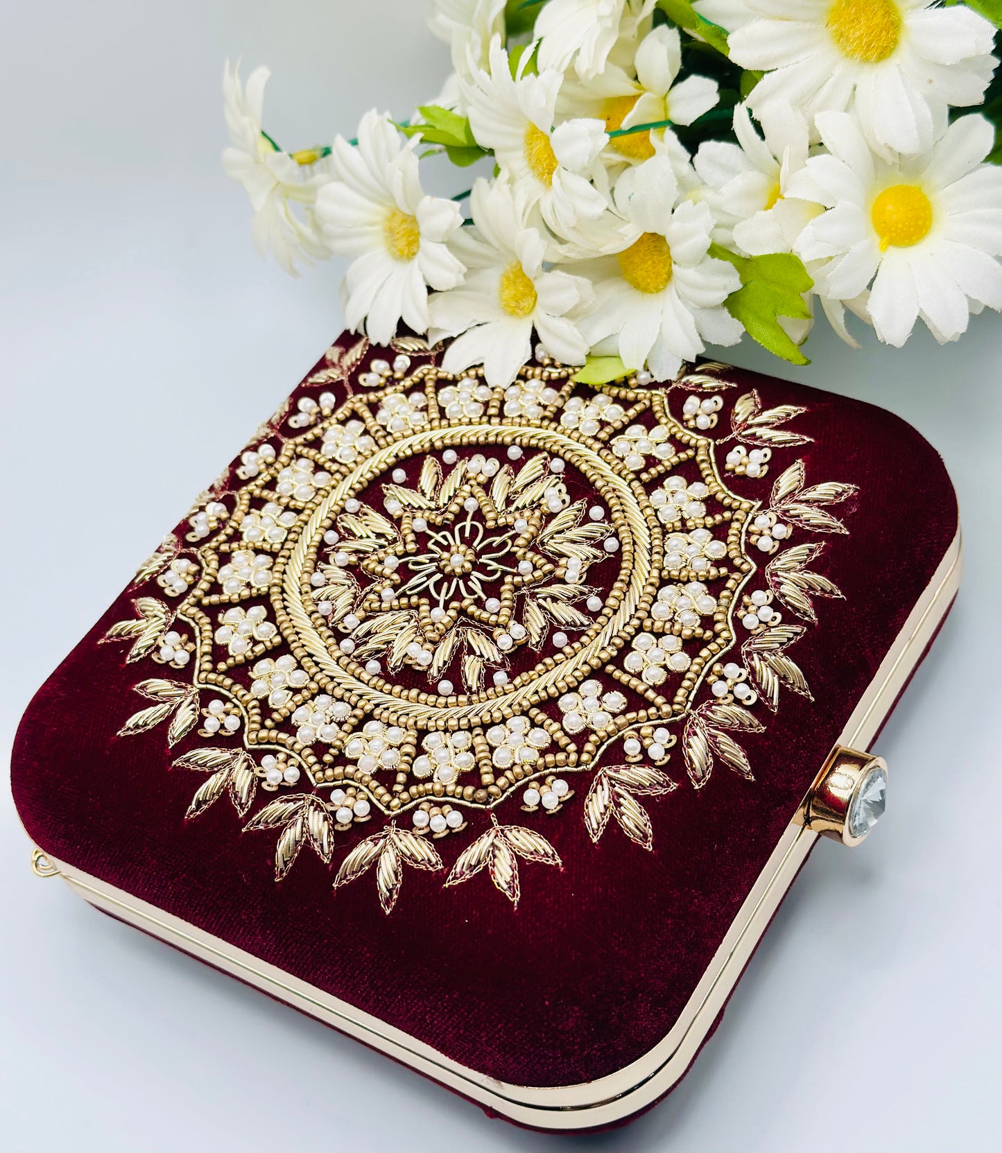 Square-Shaped Velvet Handcrafted Clutch | Simzdesignzz |