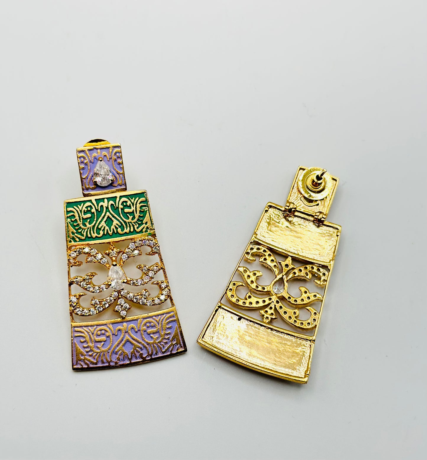 Nyra Diamond Necklace With Meenakari Earings | Simzdesignzz|