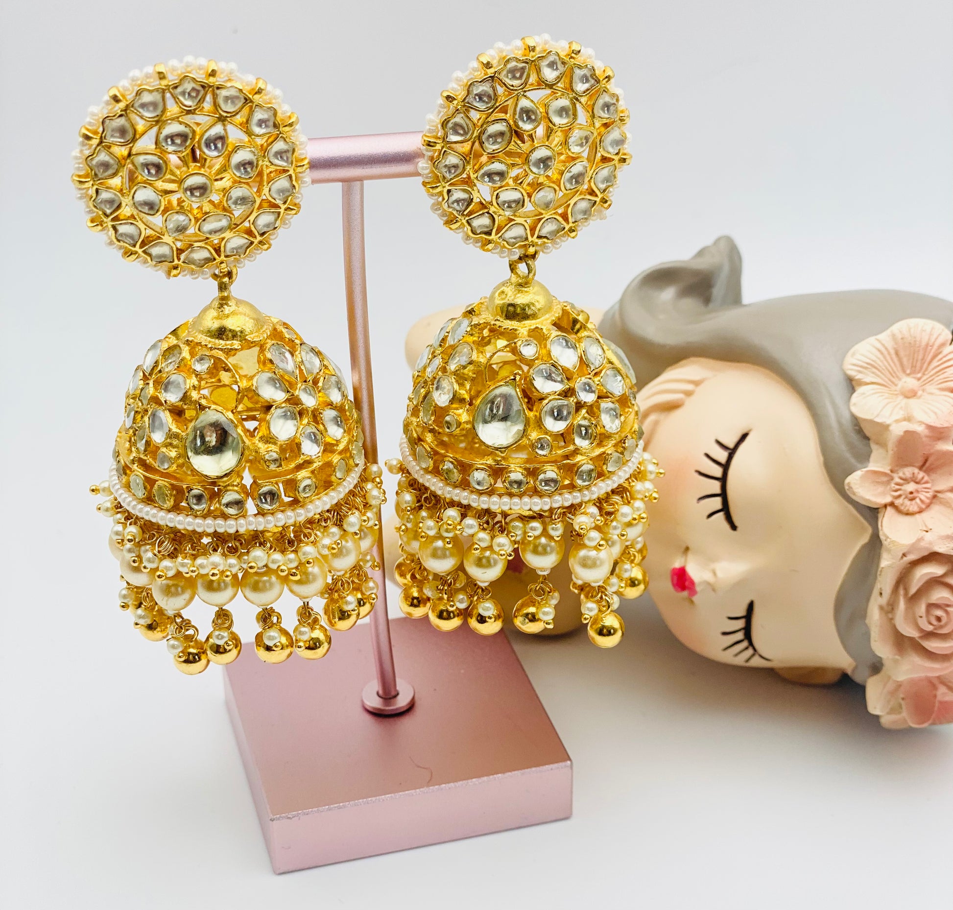 Golden Pachi Kundan Earrings | Simzdesignzz |