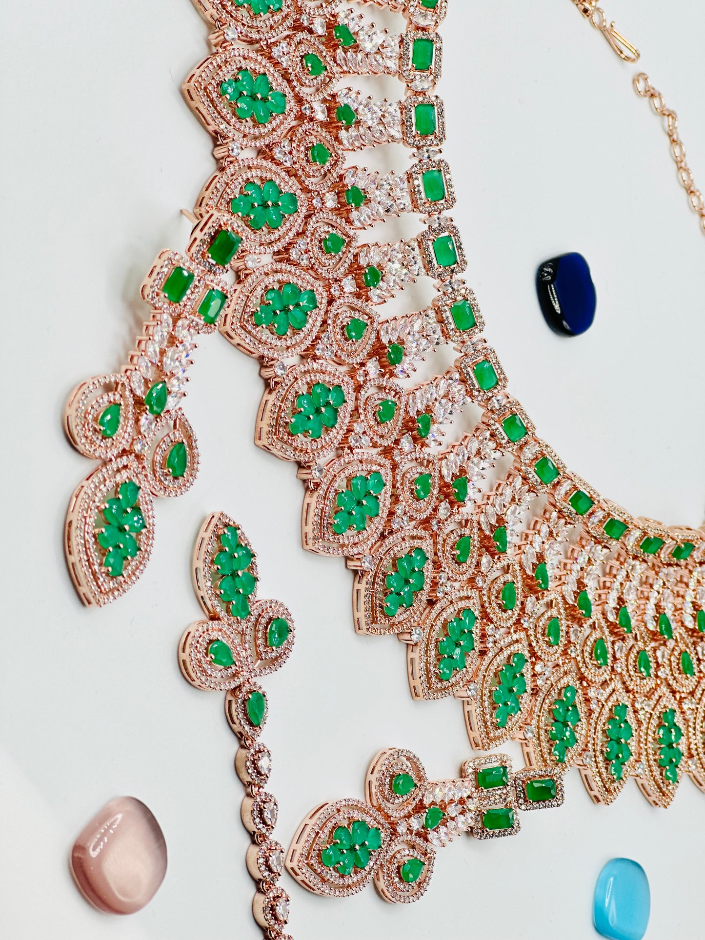 Rehmat Reception Styled American Diamond Necklace Set | Simzdesignzz |
