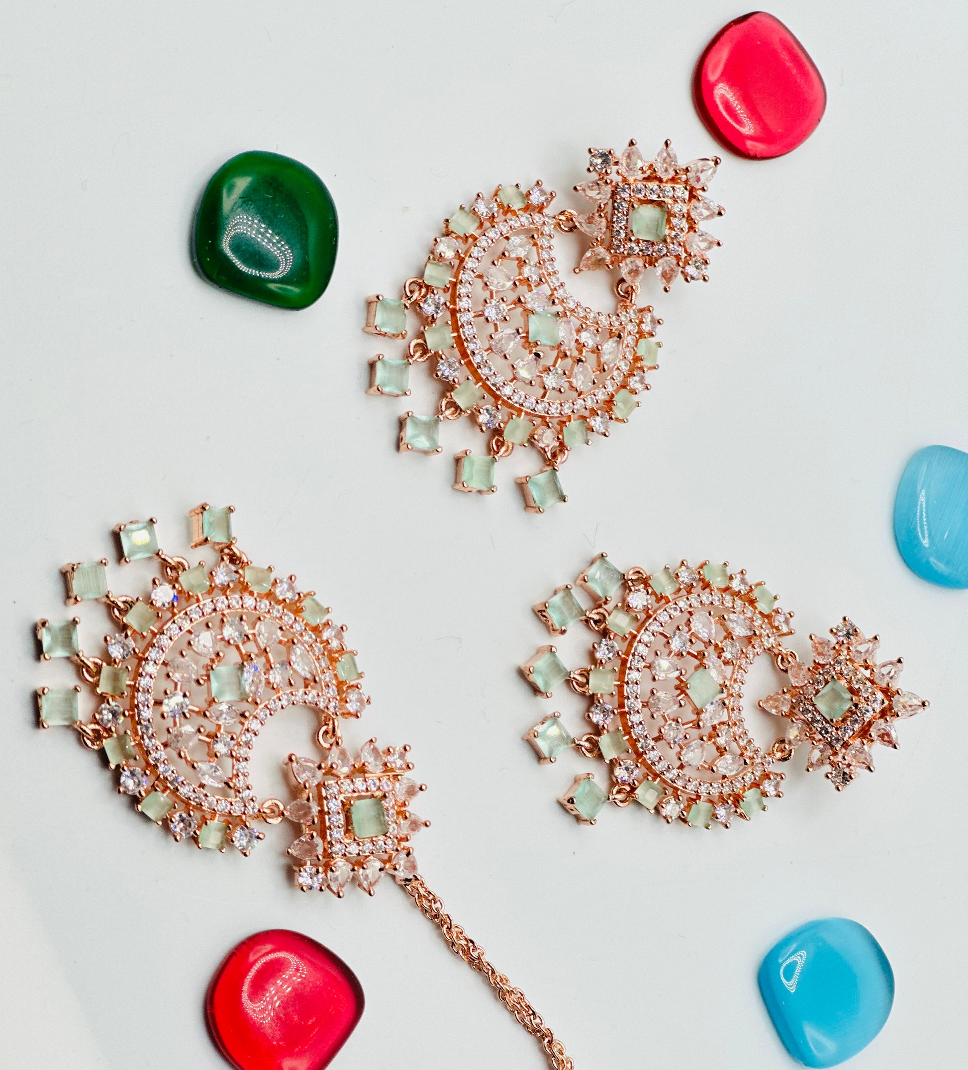 Ameera American  Diamond  Earrings With Tikka | Simzdesignzz |