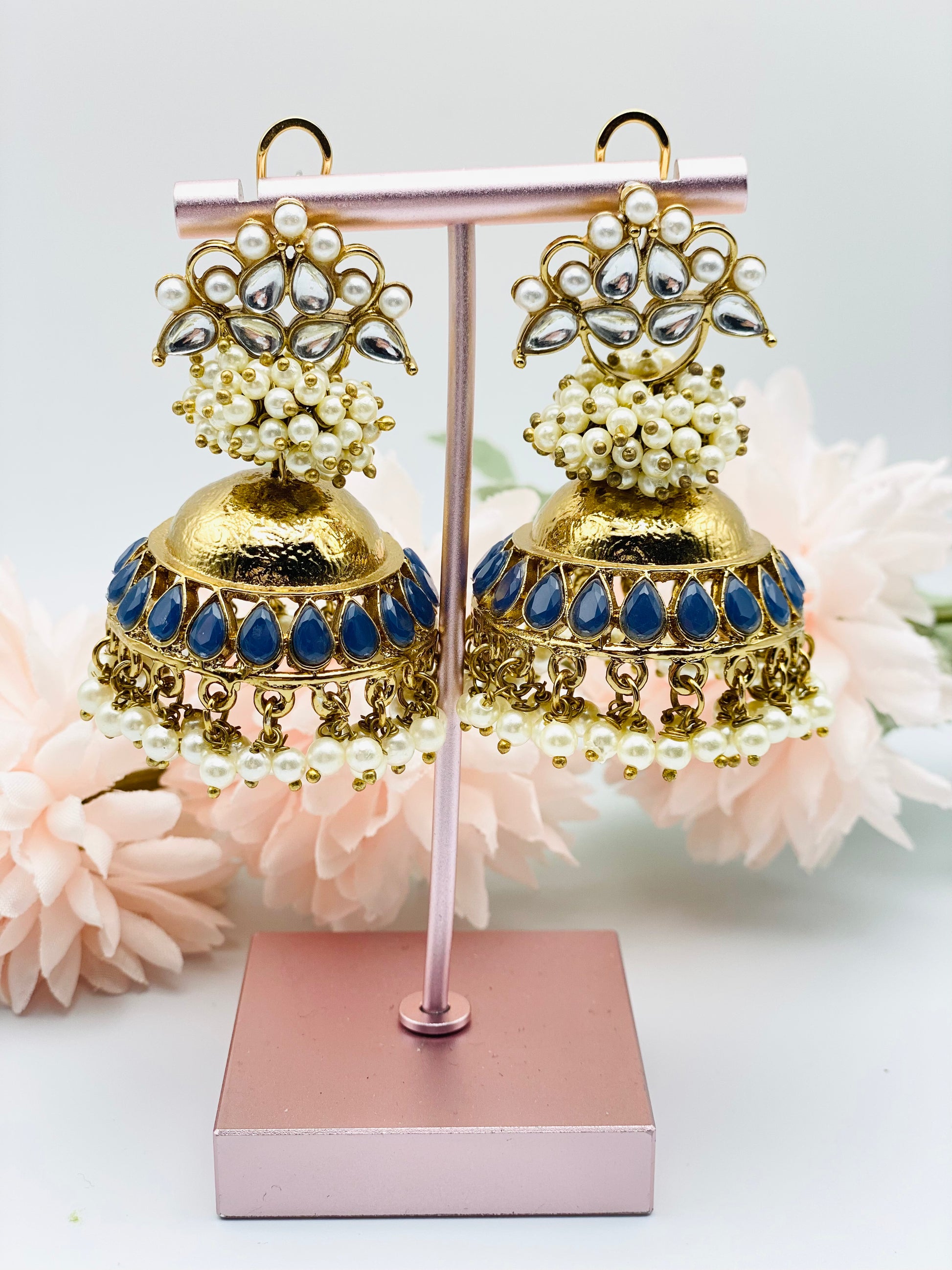 Antique Polki Jhumki Earrings | Pakistani jewellery | Punjabi jewellery | Simzdesignzz |