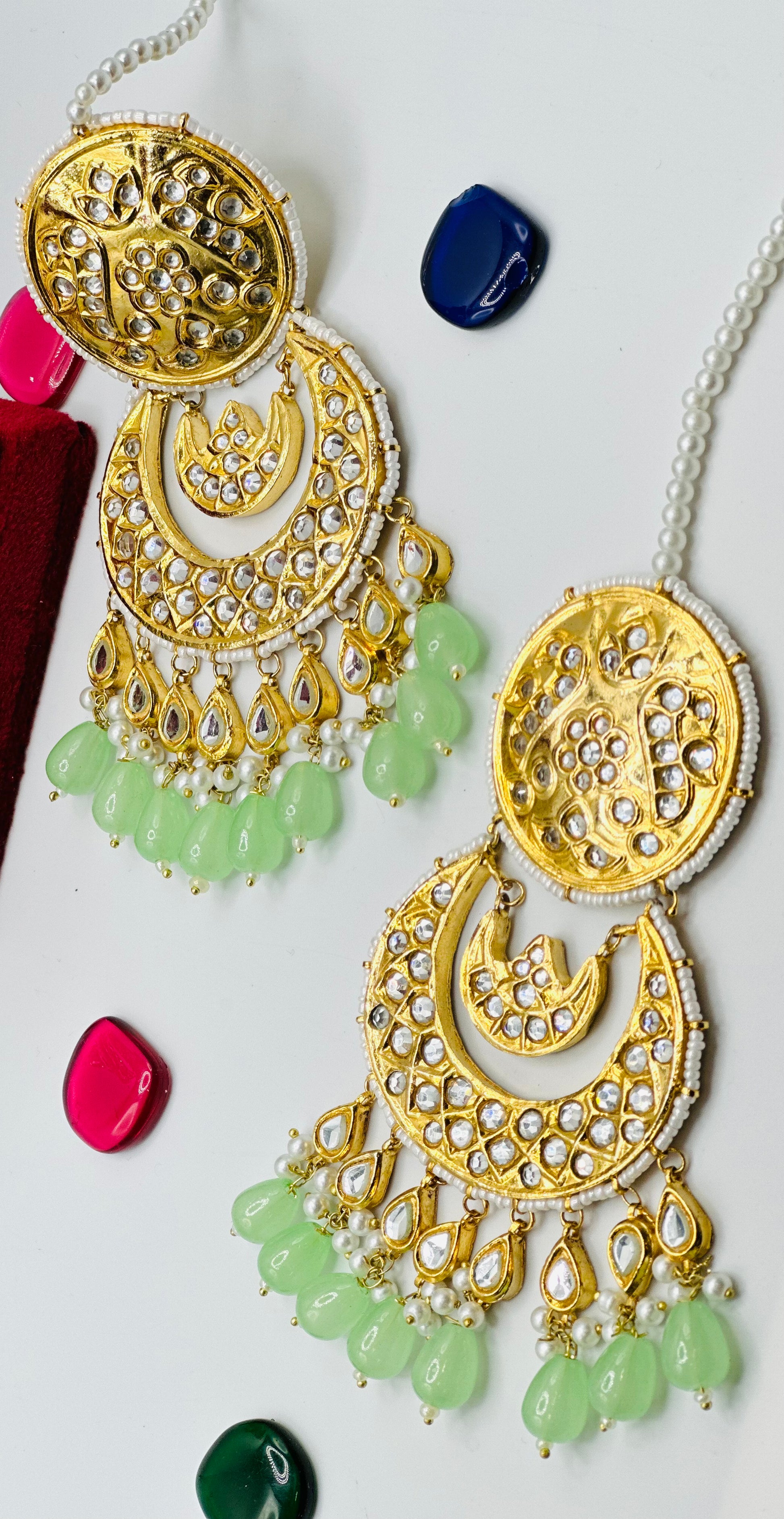 Firoz Round Shape Thappa Kundan Earrings | Simzdesignzz |