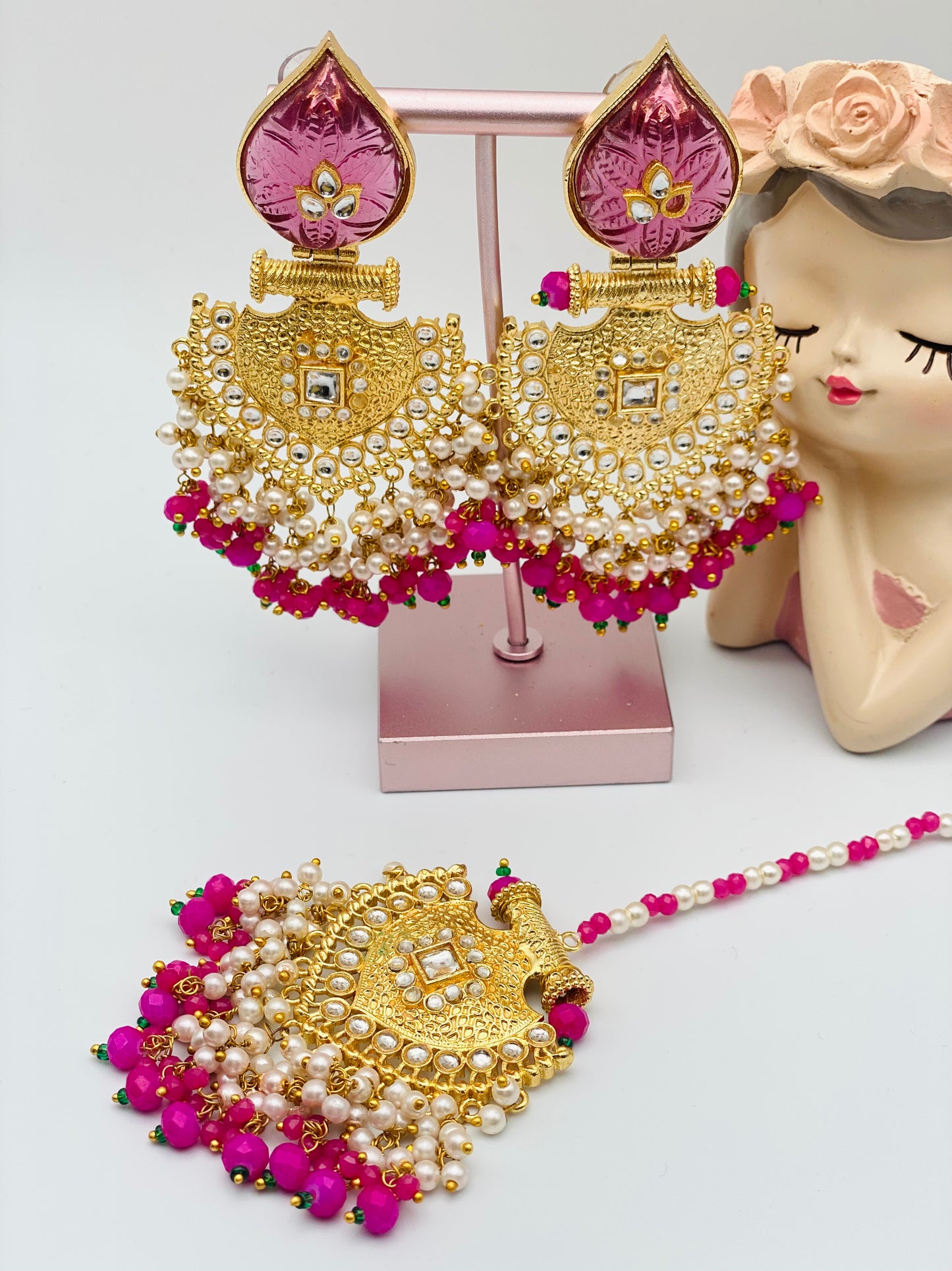 Oversize Amarpali Earrings With Tikka | Simzdesignzz |
