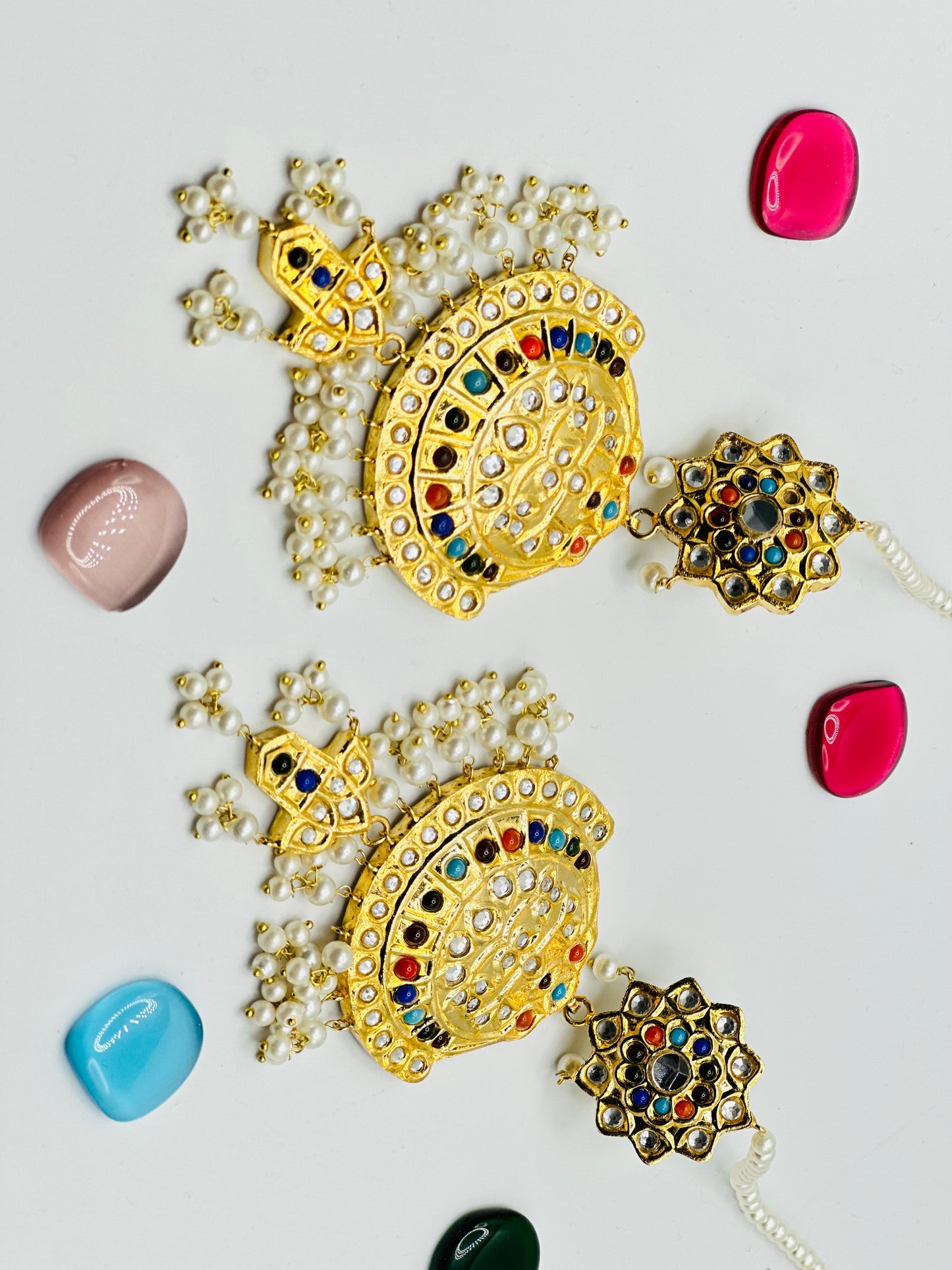Multi-stoned Thappa Kundan Earrings | Simzdesignzz |
