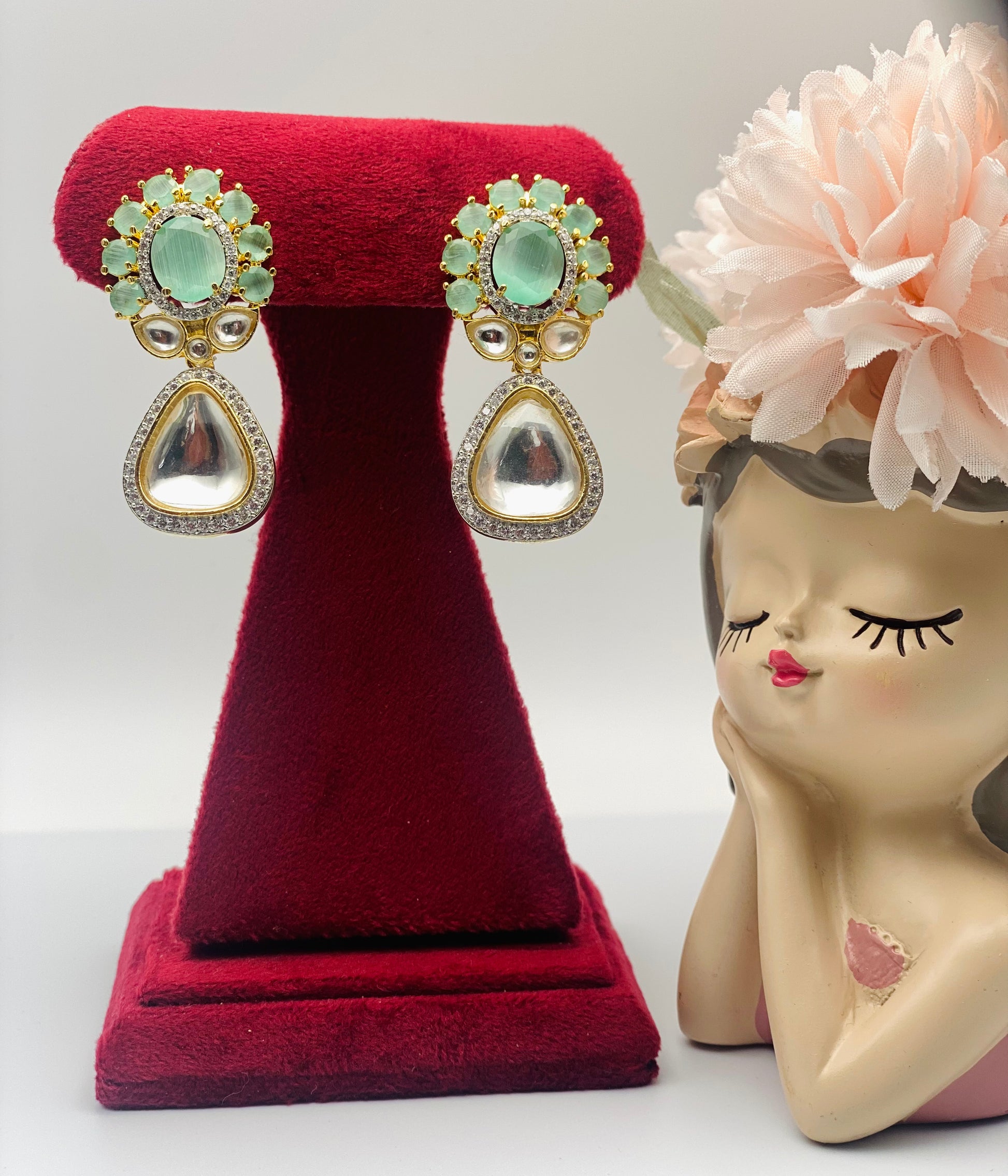 Deep-Sea Tyani Kundan Earrings | Simzdesignzz |