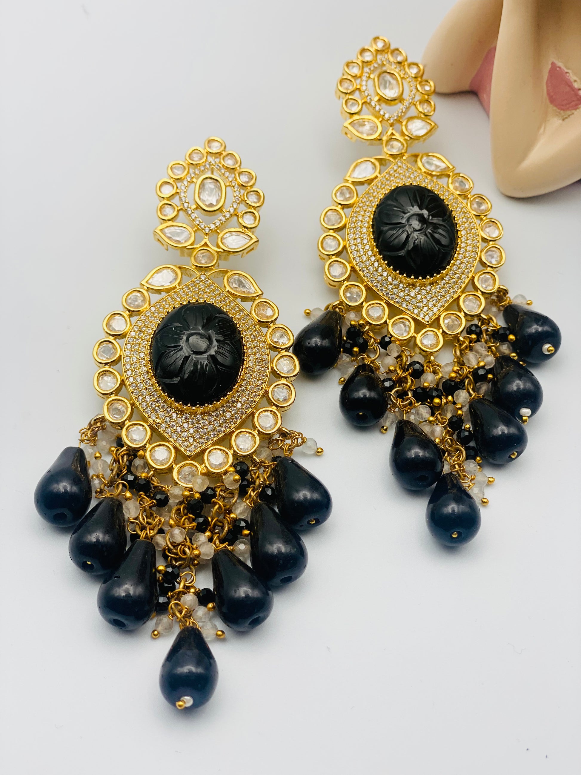 Alice Black Tyani Kundan Earrings | Simzdesignzz |