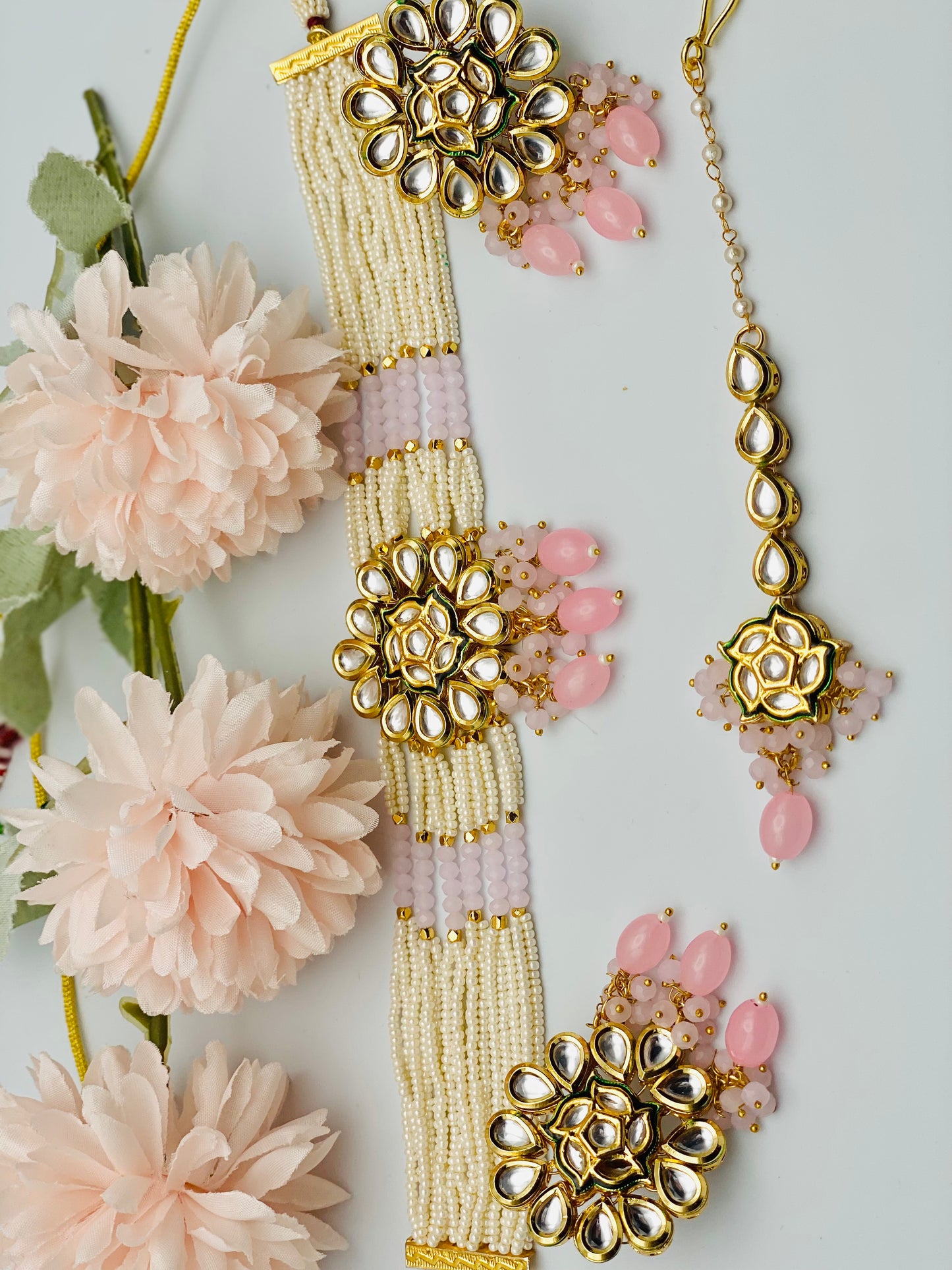 Meena Kundan Necklace Set With Studs | Simzdesignz |