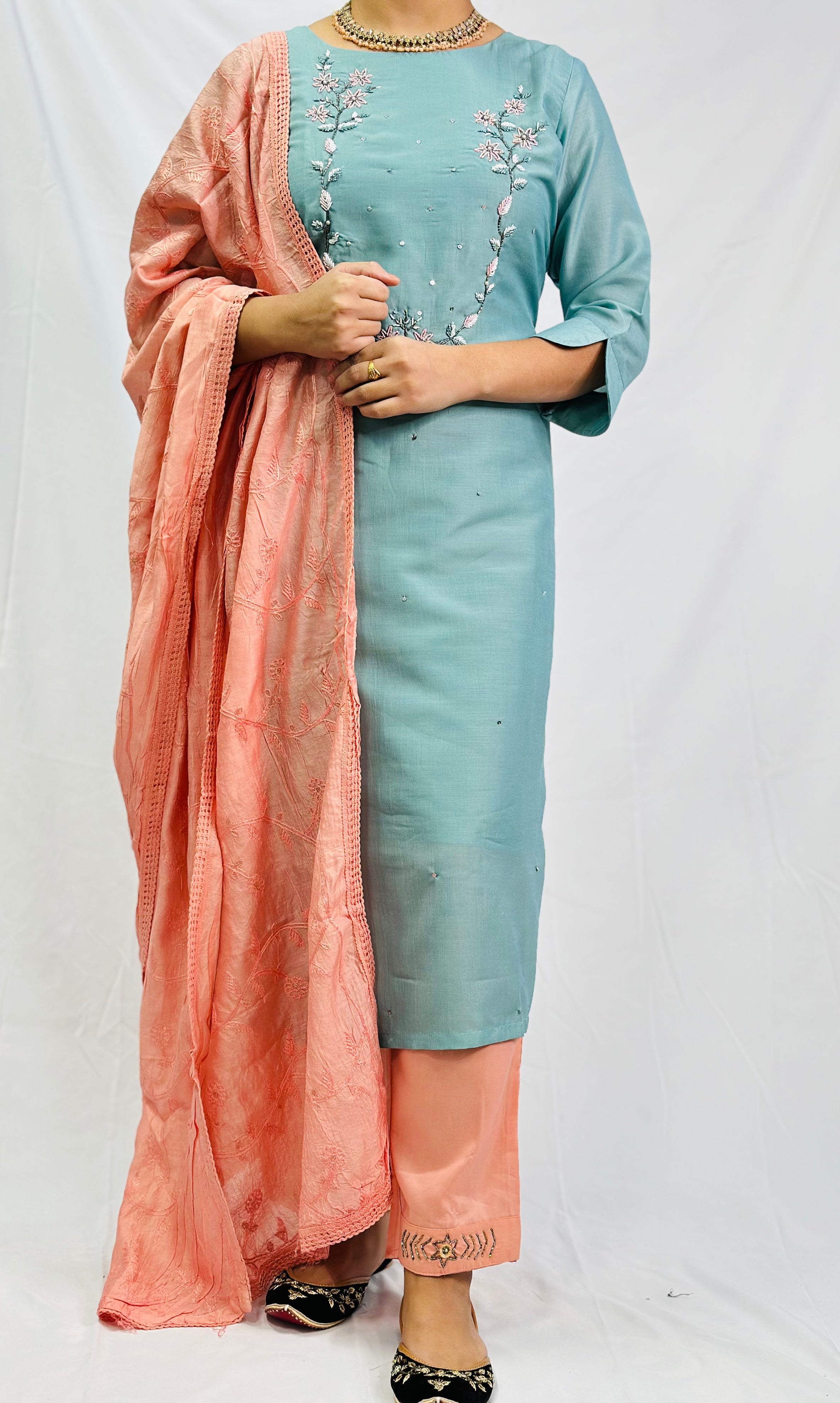 Cotton Printed Suit Set with Embroidery – 3-Piece Set with Dupatta (XXL to 4XL)