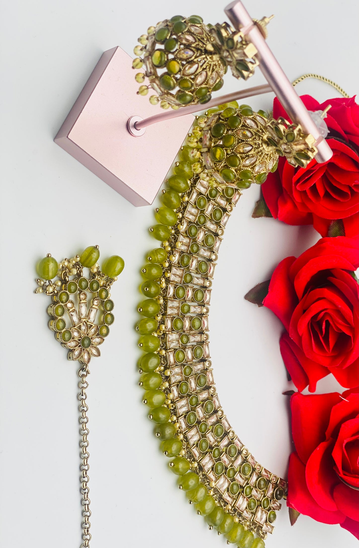 Trending Polki Necklace Embroidered with Monalisa stones | Simzdesignzz |