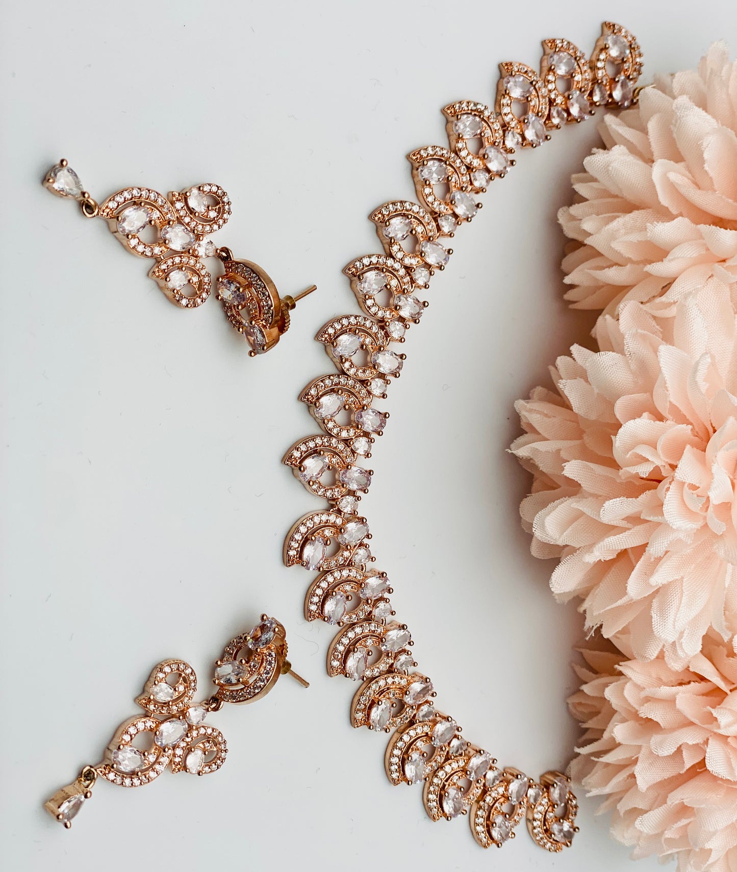 Rose-Gold American Diamond Necklace |High Quality | Simzdesignzz |
