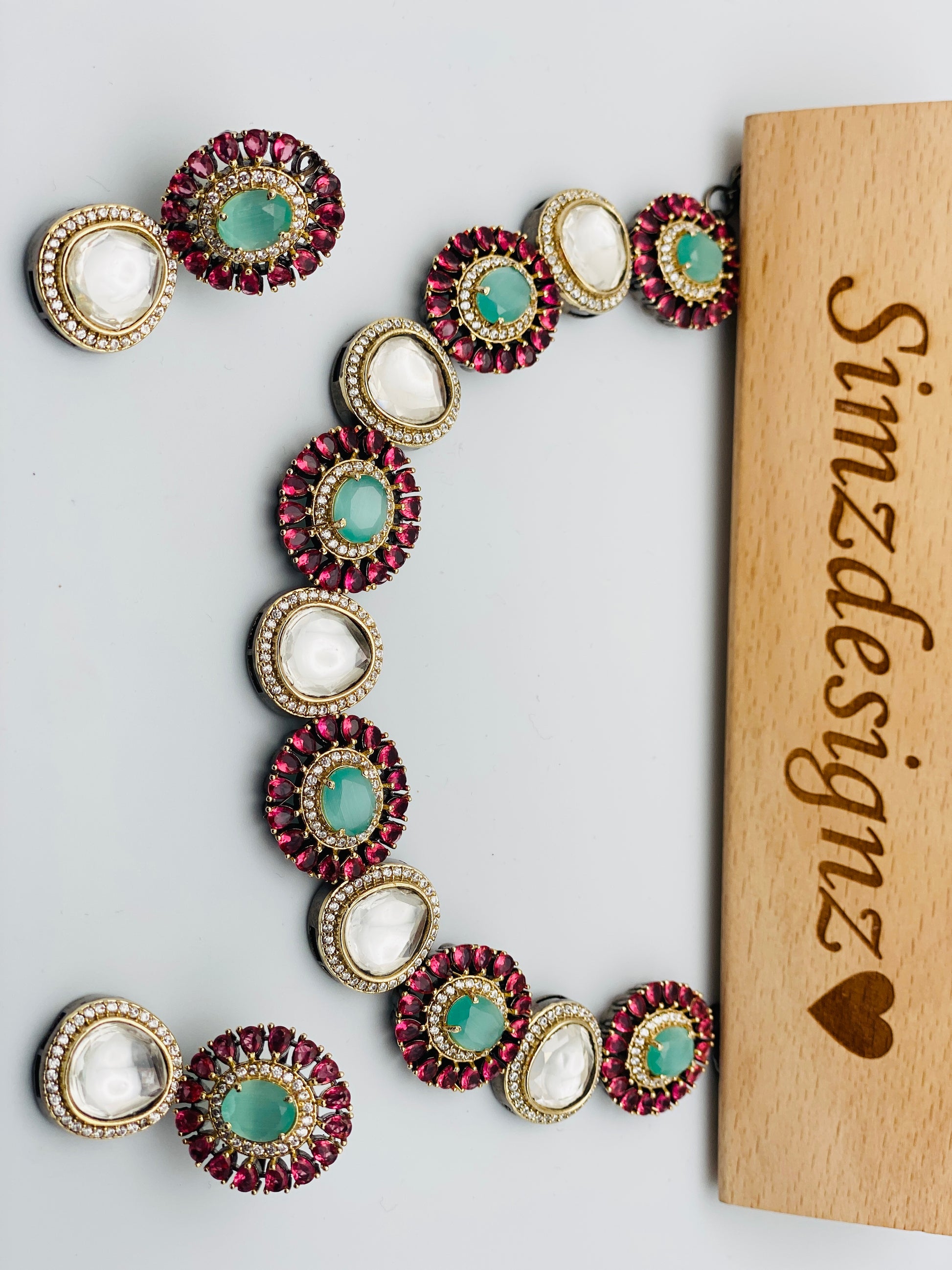 Stunning Gem Stones Tyani Kundan Necklace Set | High Quality |Simzdesignzz |