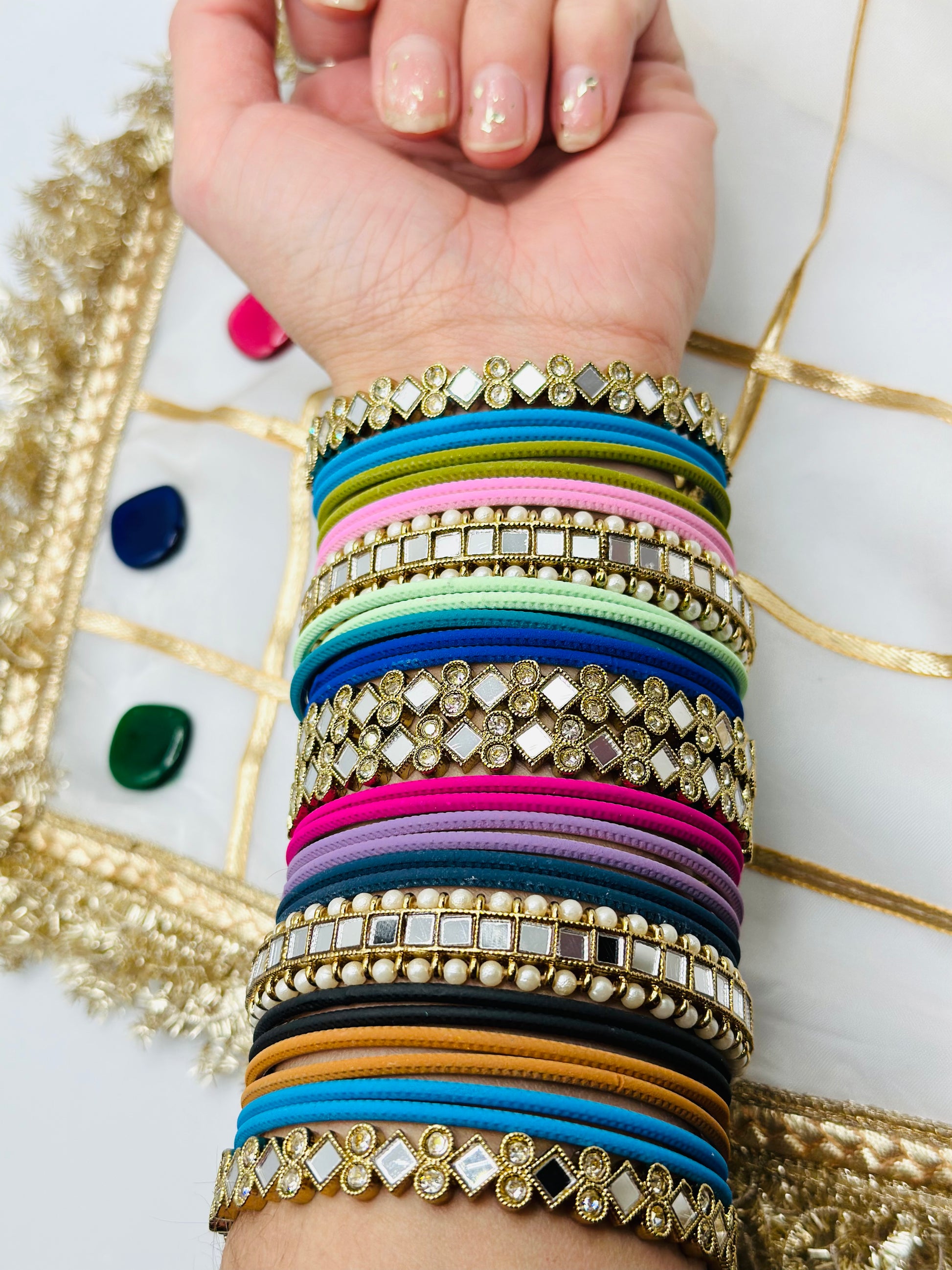 Multi Matte Bangles | Mirror-Work Bangles | Simzdesignzz |