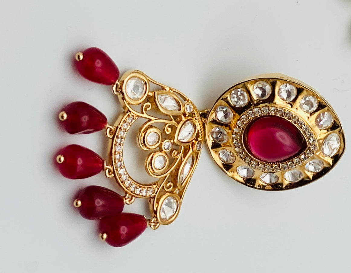 Maroon Tyani-Kundan Choker Necklace| High Quality |Simzdesignzz |