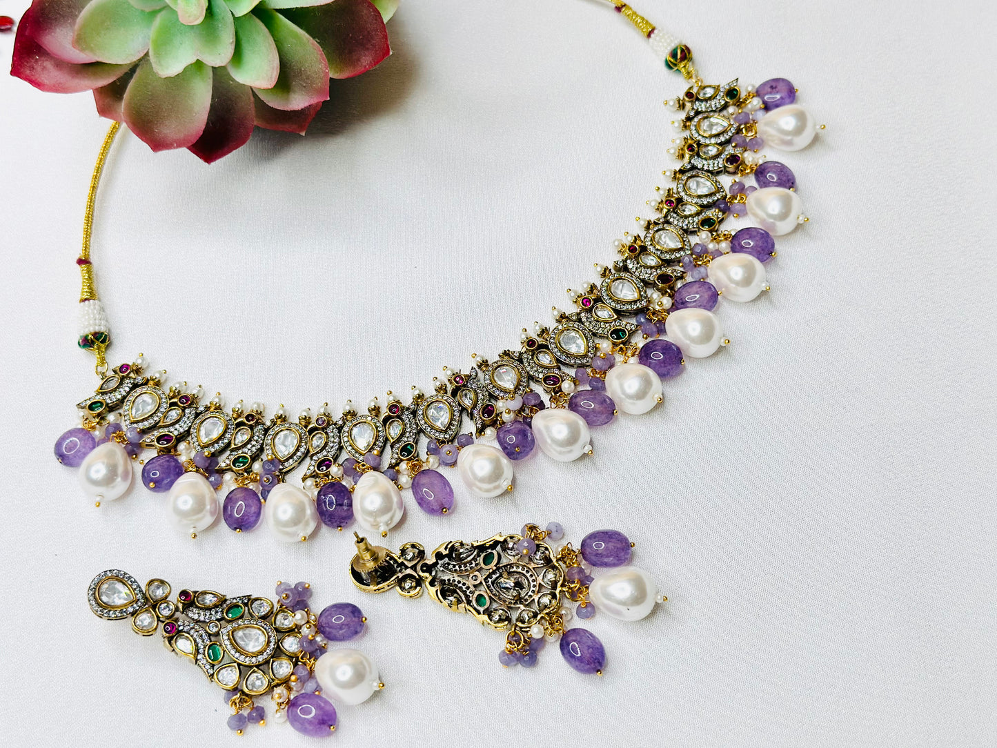 Fine Quality Zirconium Sabyasachi Inspired Necklace Set | High Quality |Victorian | Simzdesignz |