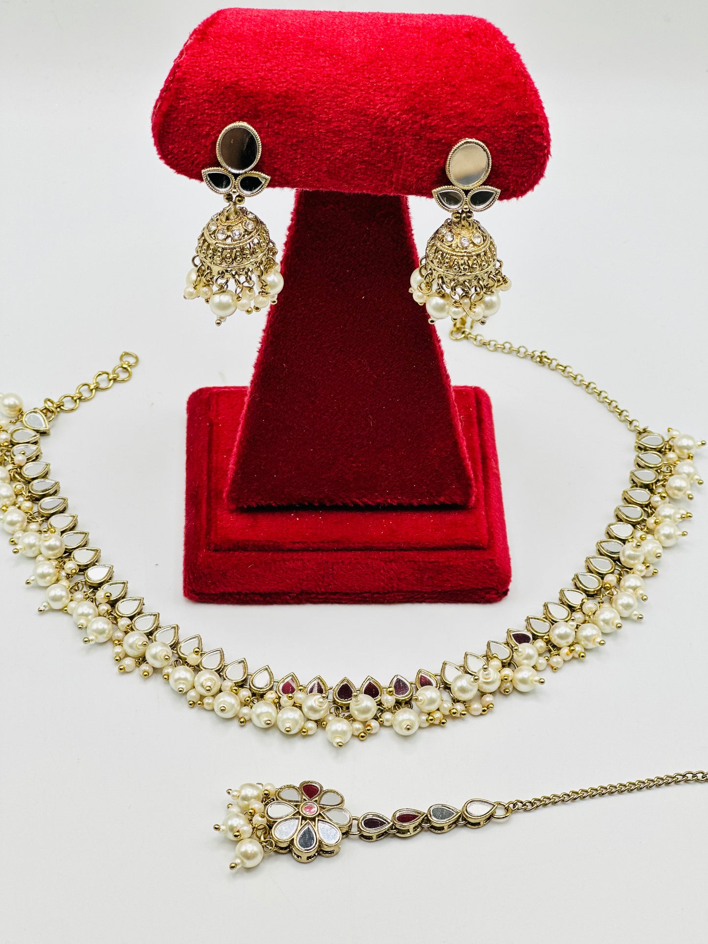 Single Line Mirror Work Necklace Set | Lightweight | Simzdesignz |