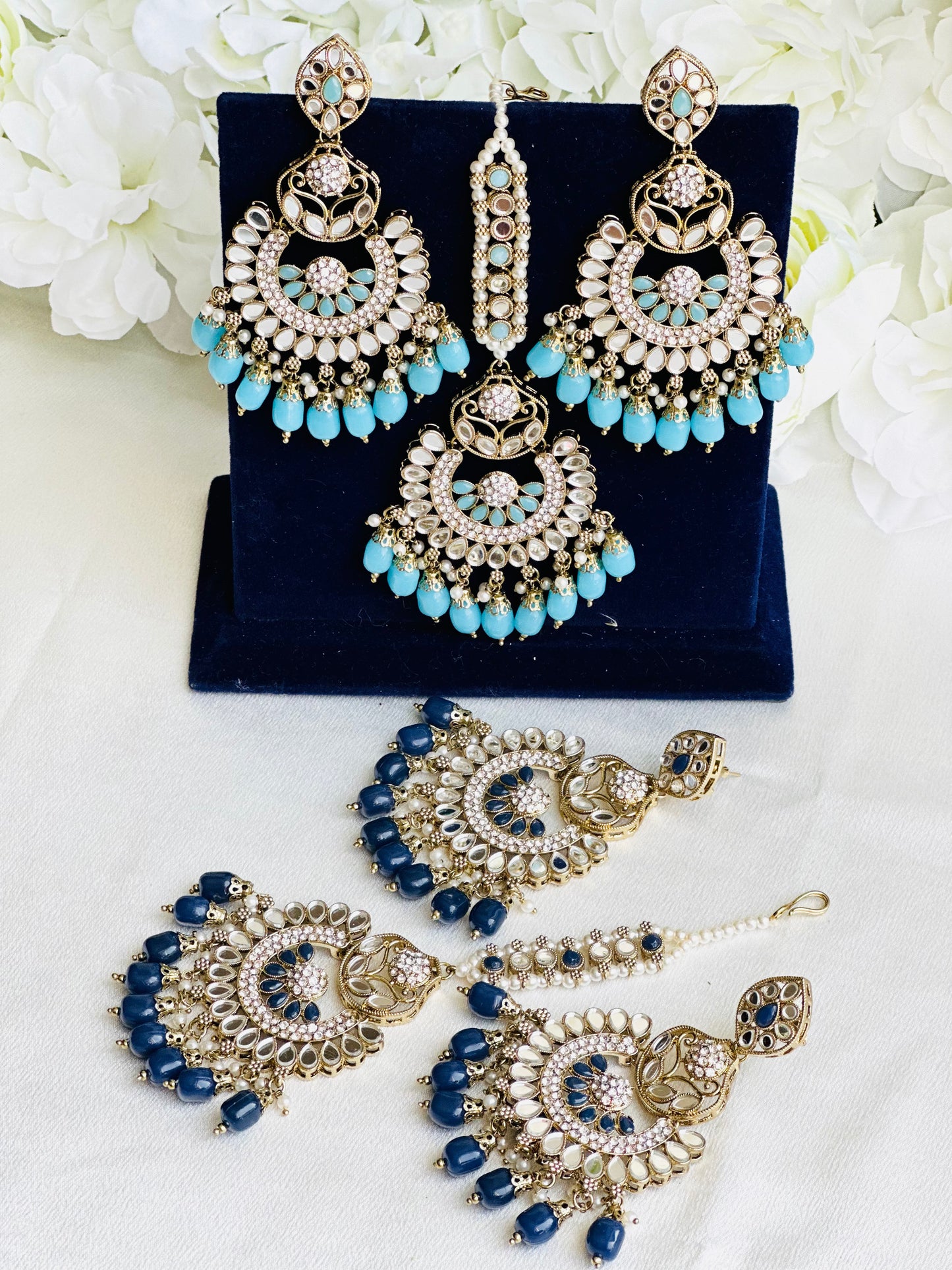 Dazzling Mirror Earrings With Maangtikka | Chandbali Style | Simzdesignz |