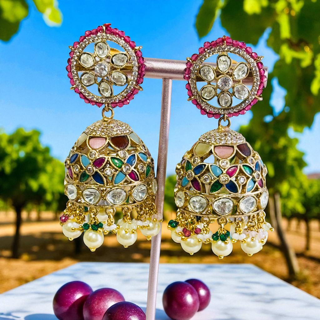 Premium Multi Jhumki Earing  in moissanite