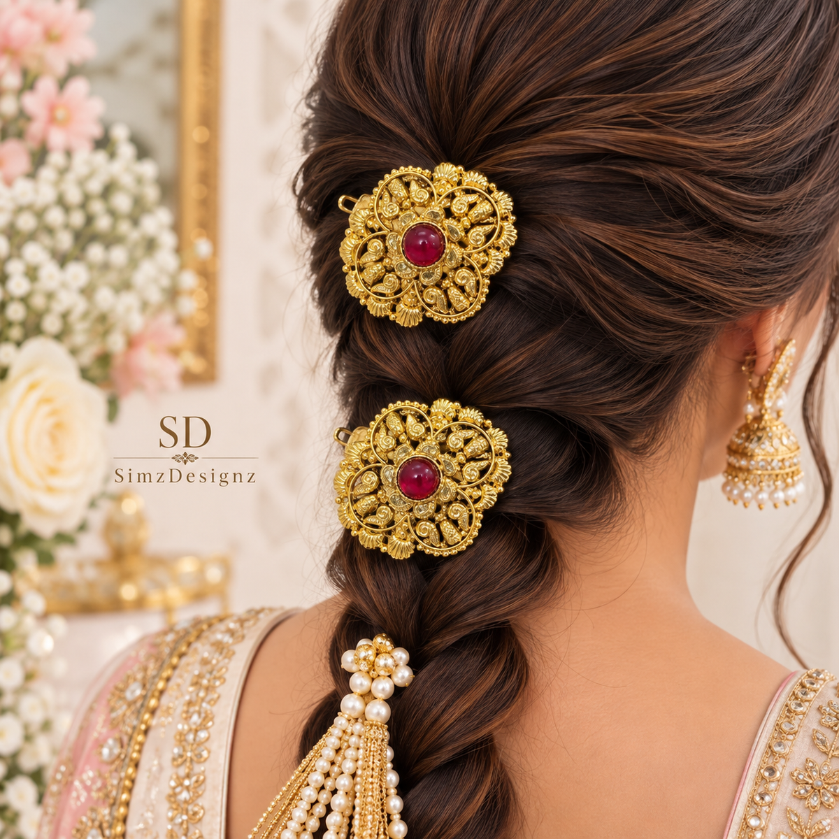 Round Antique 1gm Gold plated Hairpin ....