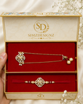 Premium Kundan Rakhi With Bhabi Bracelet | Design-2