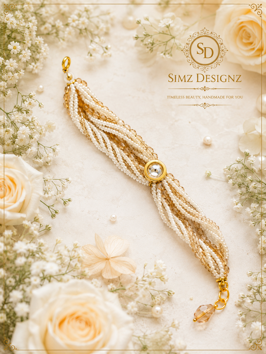 Premium Pearl  Kundan Bhabi Bracelet Rakhi