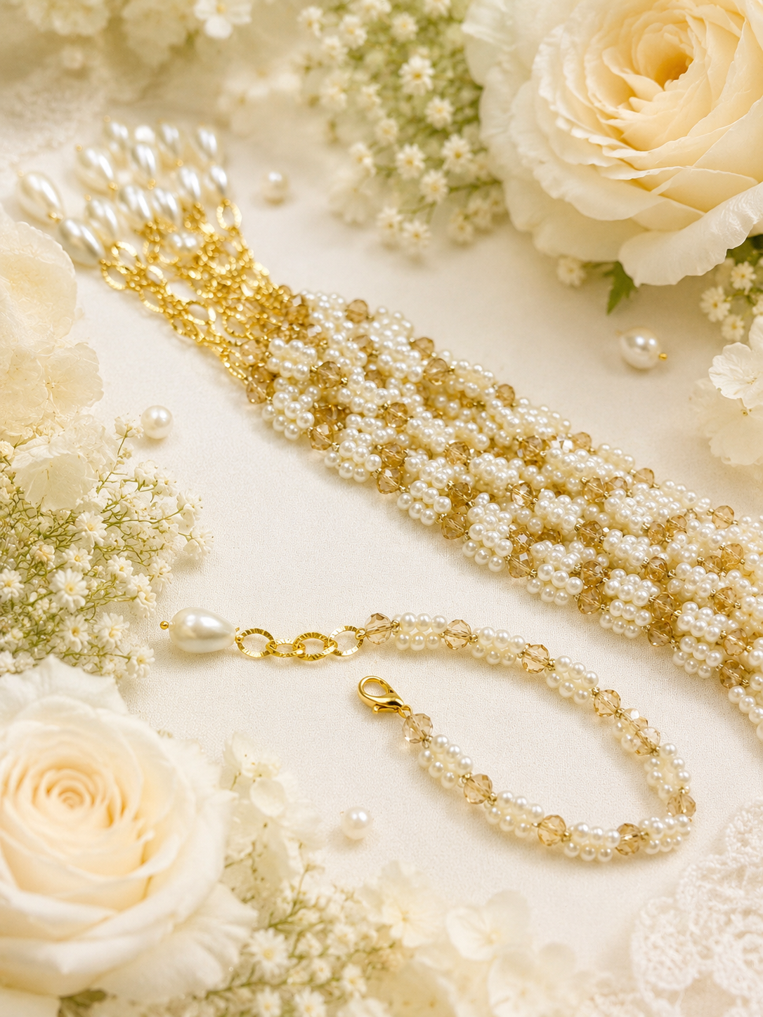 Premium Pearl Beaded Bhabi Bracelets Rakhi