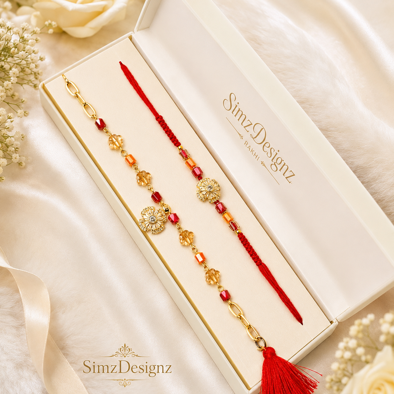 High-Quality AD Bro-Bhabi Combo Rakhi Set