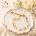 Beige-White Beaded Bracelet Rakhi
