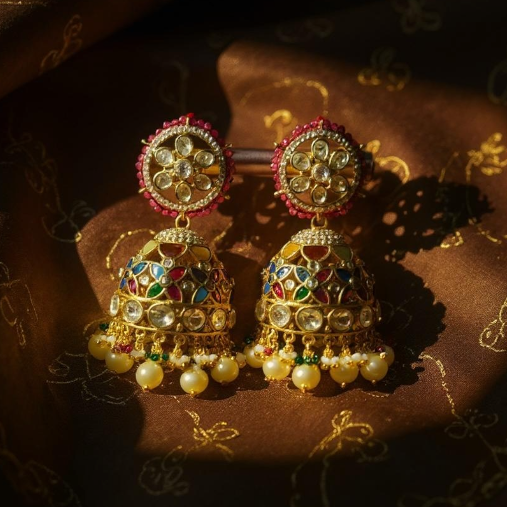 Premium Multi Jhumki Earing  in moissanite