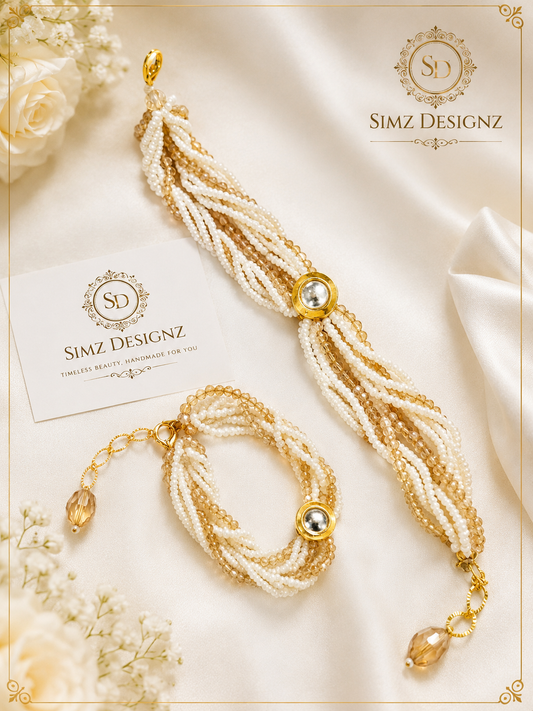 Premium Pearl  Kundan Bhabi Bracelet Rakhi