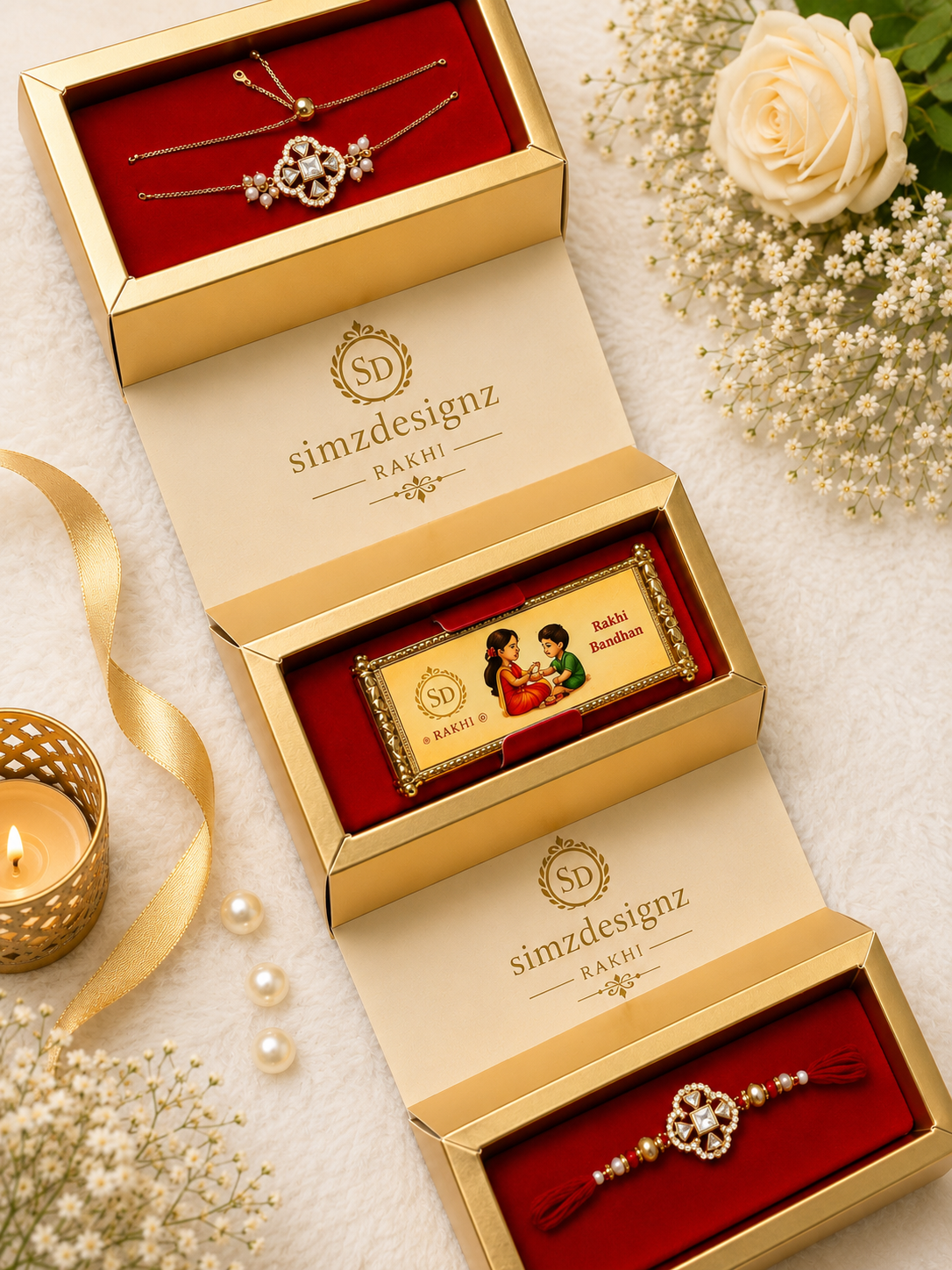 Premium packing Bro-Bhabi Rakhi Combo Set