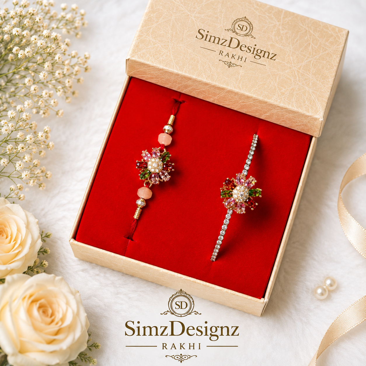 Luxury Bro-Bhabi Bracelet Rakhi In AD
