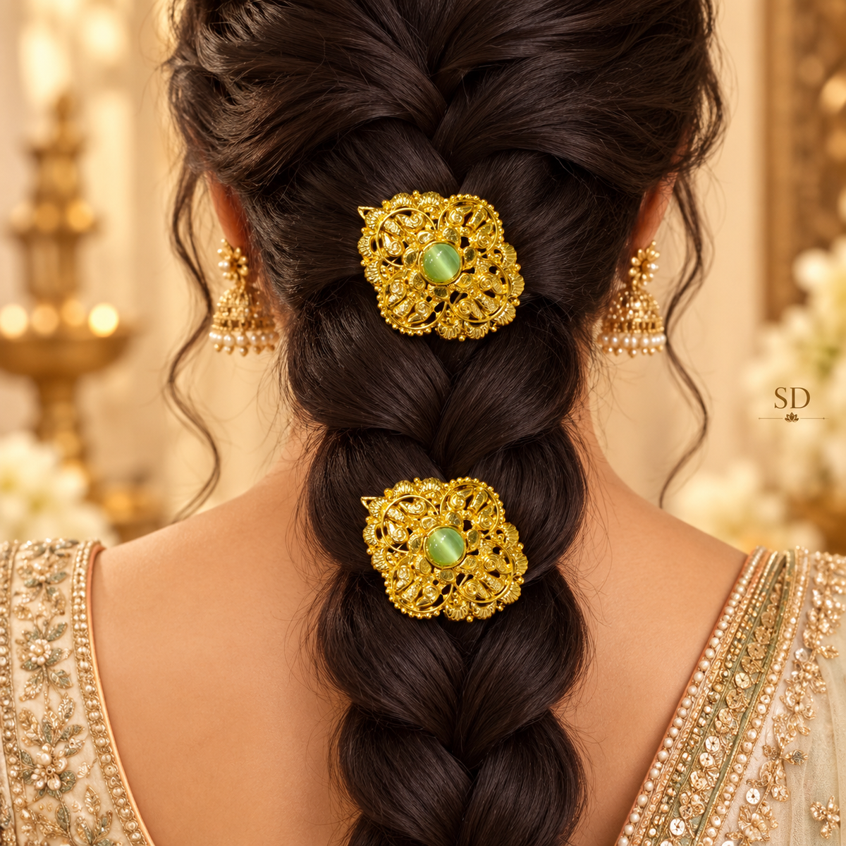 Round Antique 1gm Gold plated Hairpin ....
