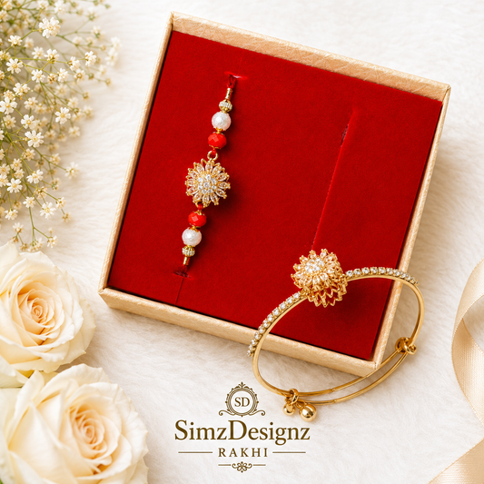 Luxury Bro-Bhabi Bracelet Rakhi In AD