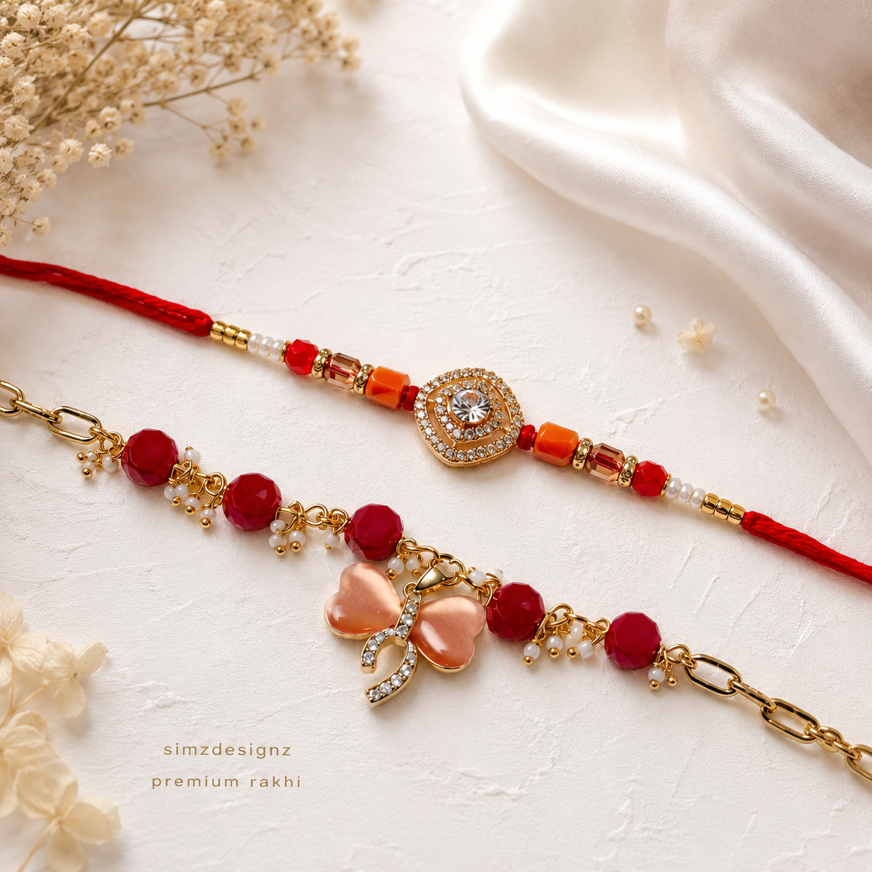 High-Quality AD Bro-Bhabi Combo Rakhi Set