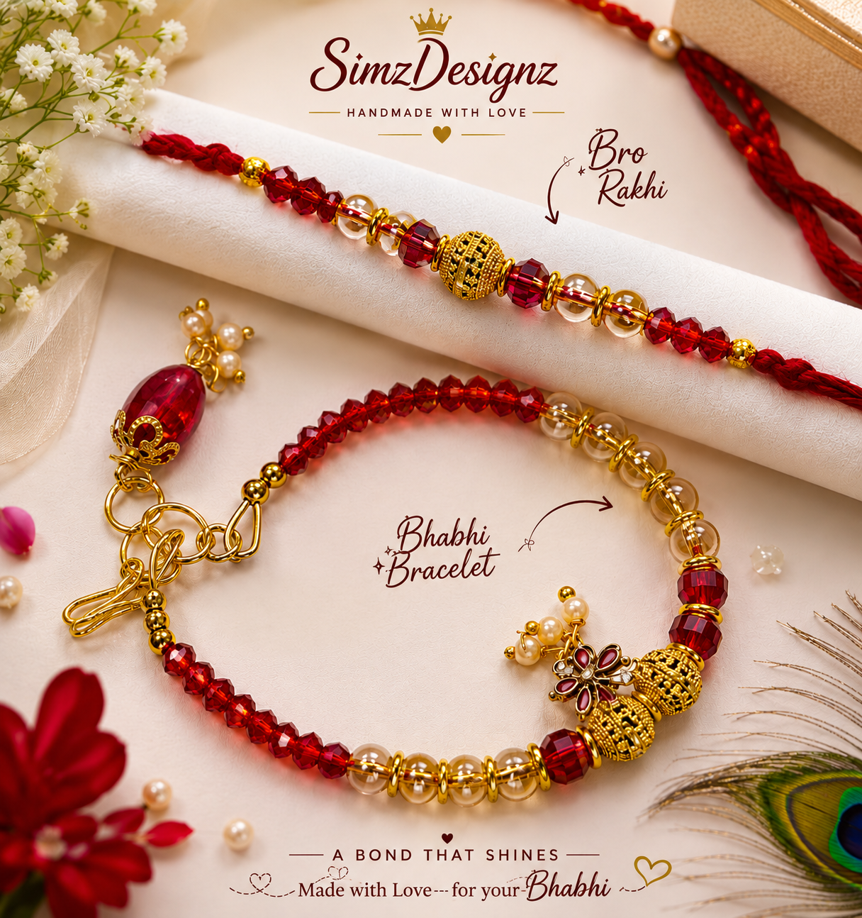 SCARLET BUTTERFLY RAKHI PAIR
