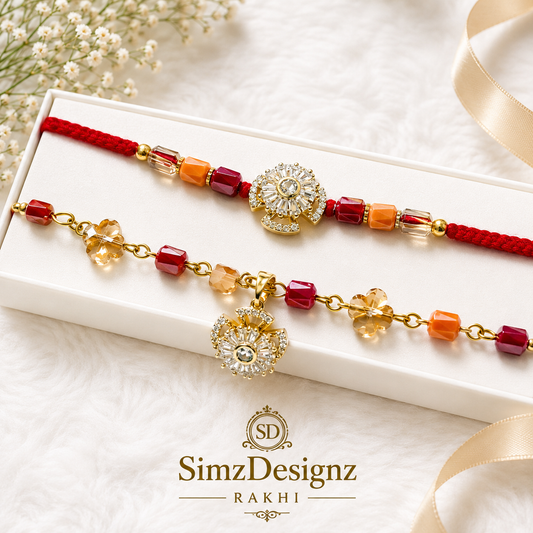 High-Quality AD Bro-Bhabi Combo Rakhi Set