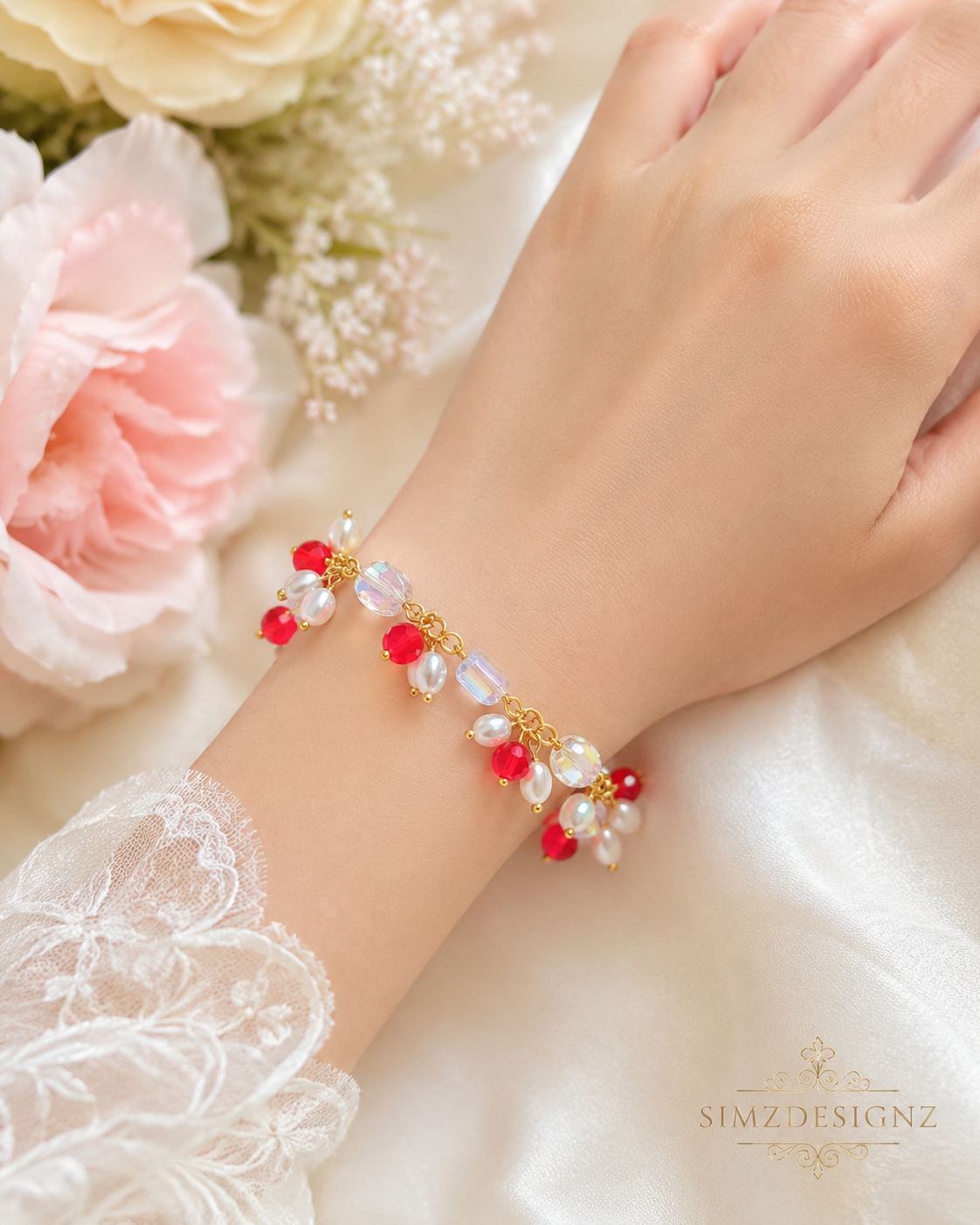 Pearl Bracelet Rakhi For Bhabi