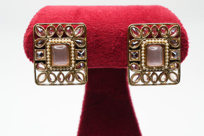 RECTANGLE SHAPED POLKI STUD | SIMZDESIGNZ |