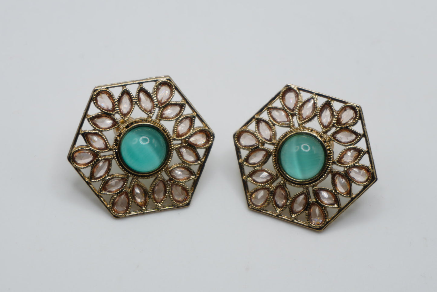 POLYGON  SHAPED POLKI STUDS | SIMZDESIGNZ |