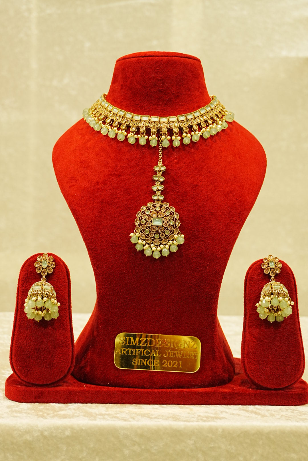 NIMRAT POLKI NECKLACE SET WITH TIKKA | SIMZDESIGNZ |