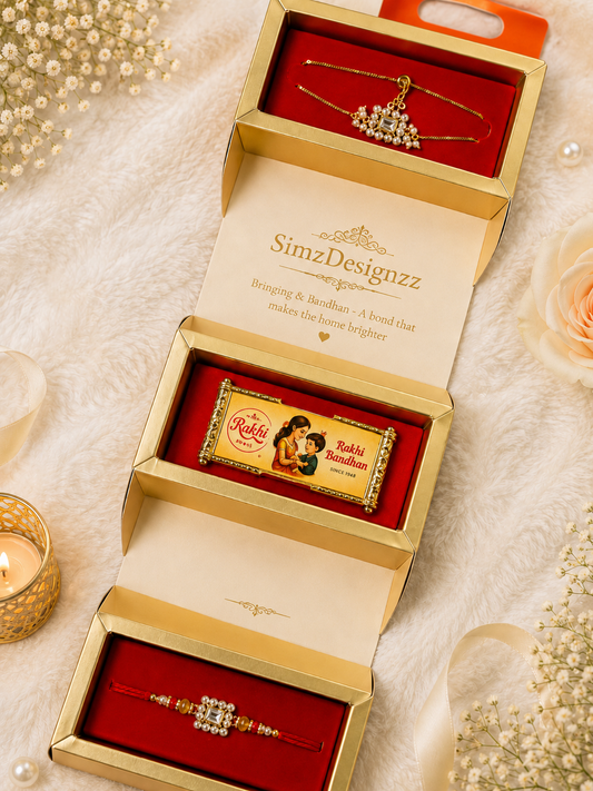 Premium packing Bro-Bhabi Rakhi Combo Set
