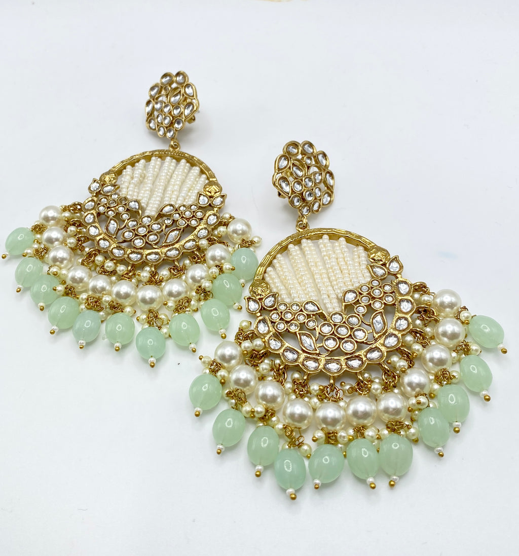 Long Beautiful Designed Polki Earrings | Simzdesignzz |